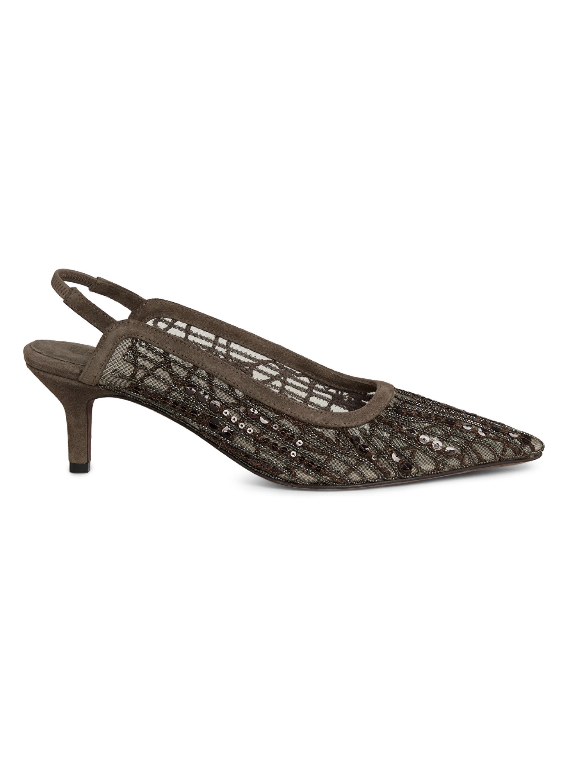 Brunello Cucinelli Women's 50MM Mesh Slingback Pumps - Brown