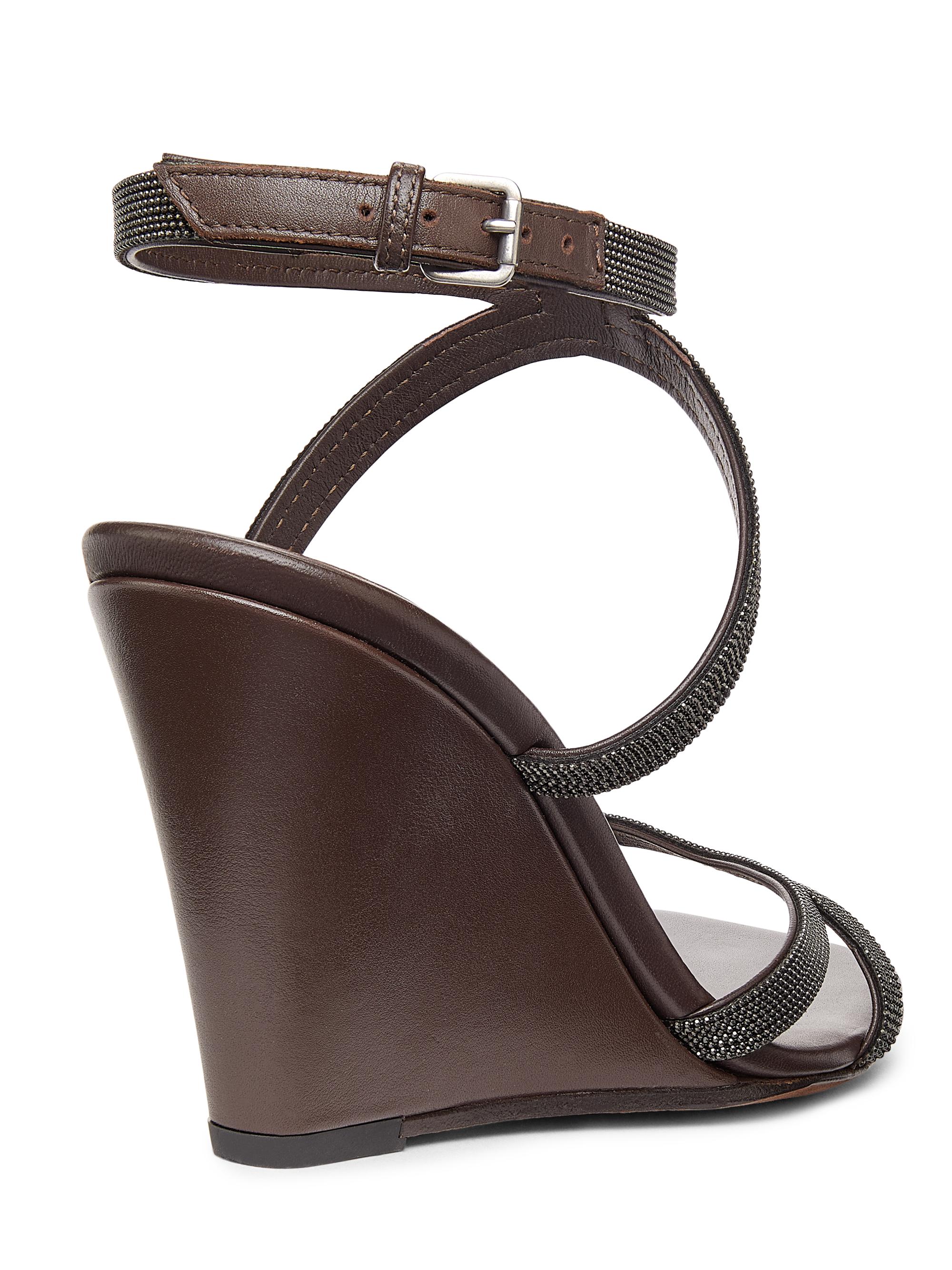 Sandales Brunello Cucinelli « Precious Monili » - Daim Gris, Taille 38/8 US, Parfait état