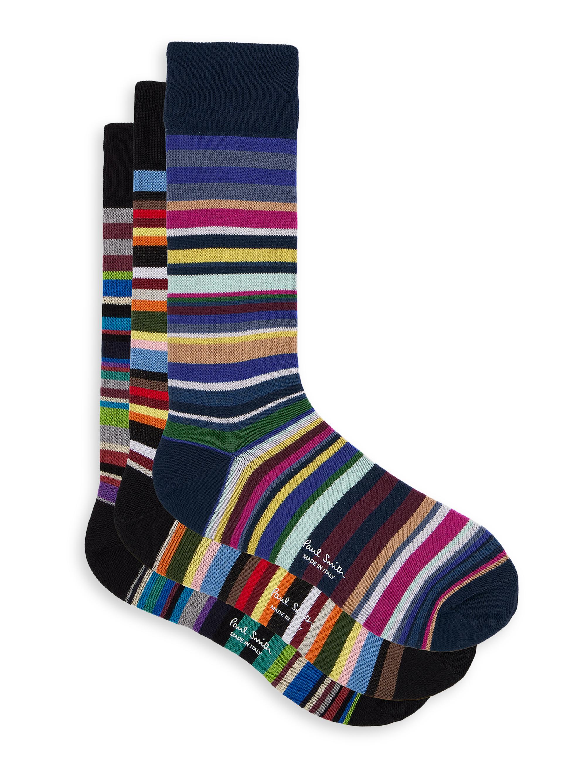 Paul Smith Men's 3-Pack Striped Crew Socks