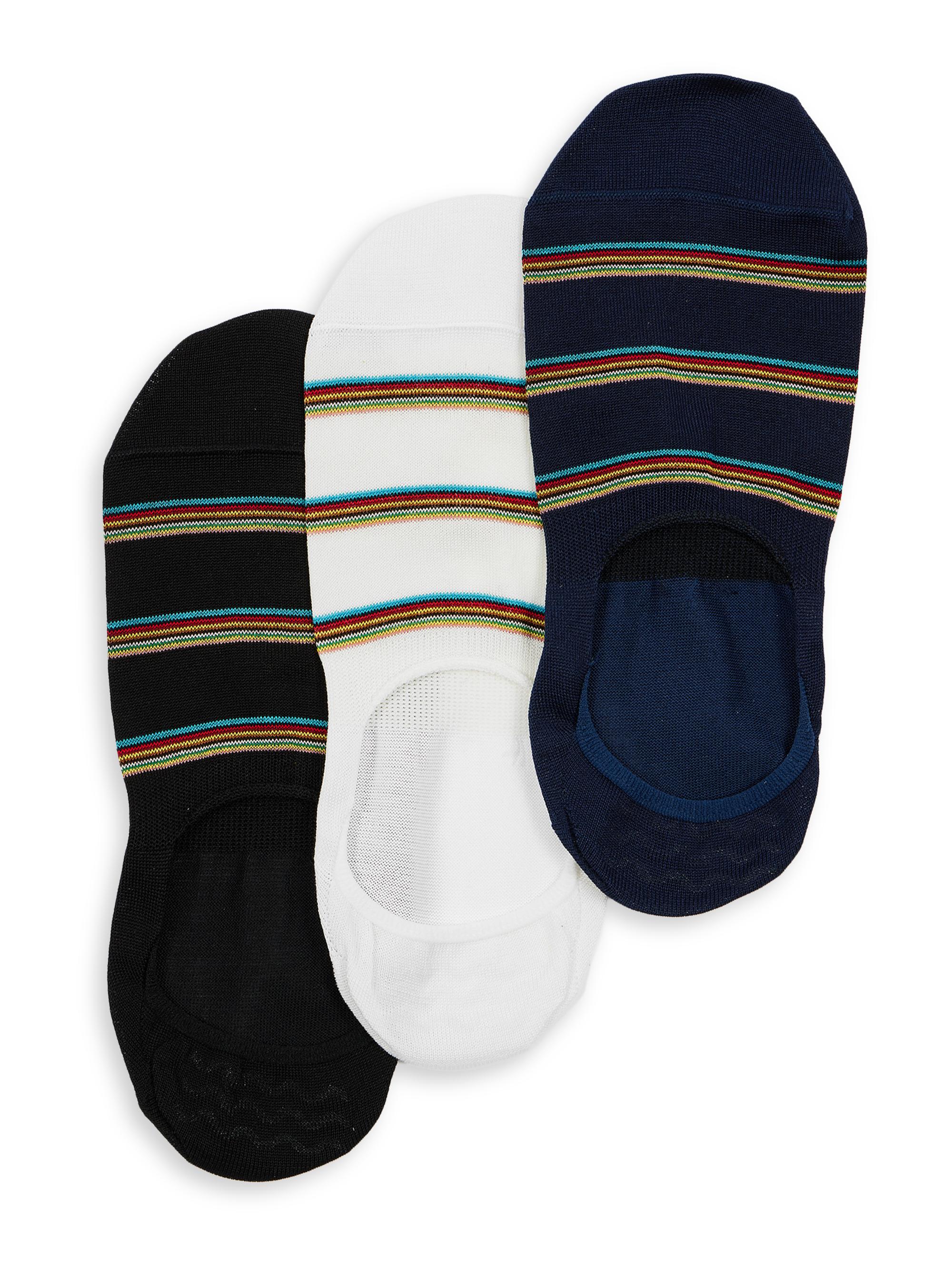 Paul Smith Men's 3-Pack Striped No-Show Socks - Mixed