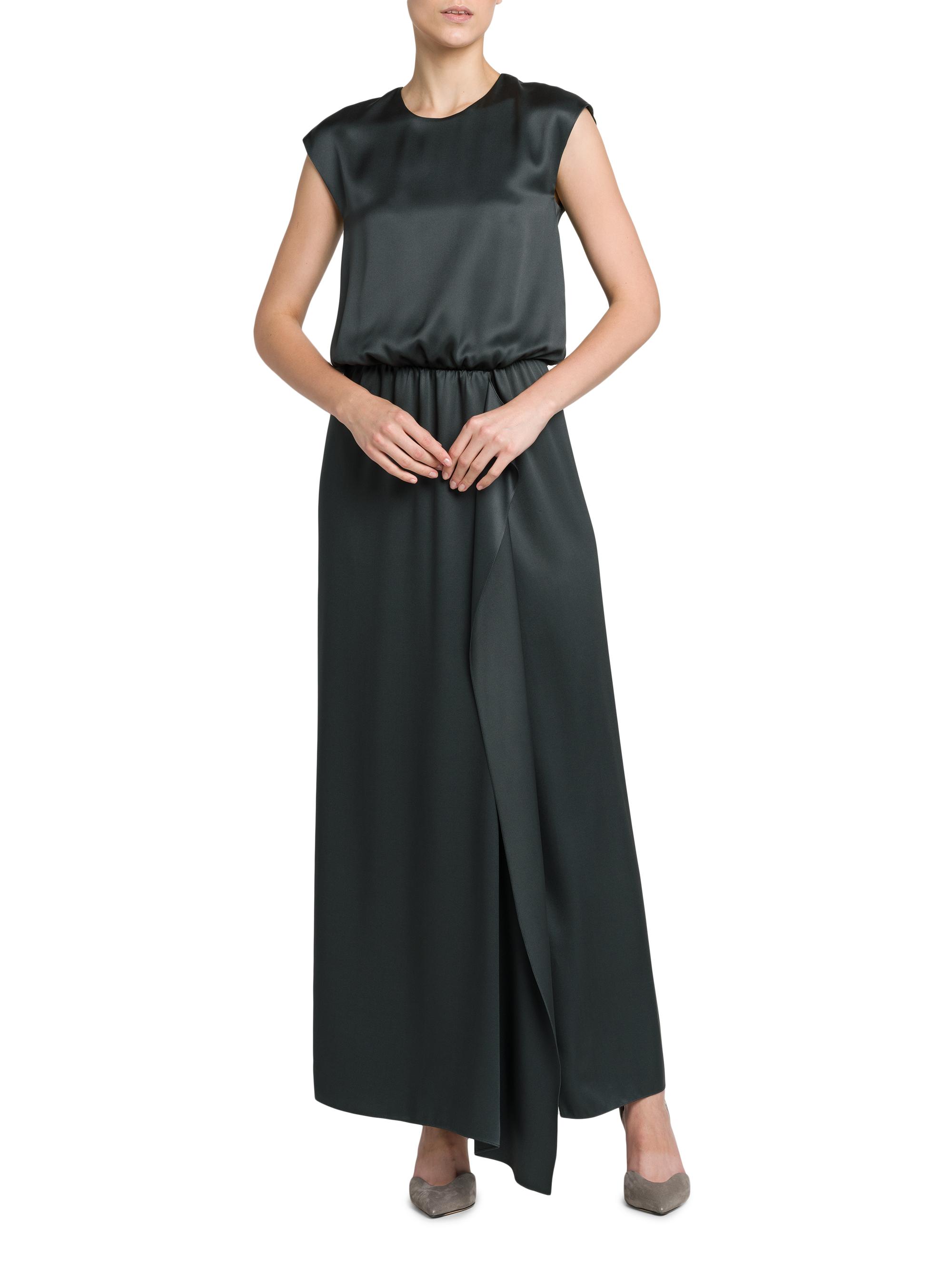 double-satin maxi dress AiiRZ One Shoulder Satin Maxi Dress With Double Strap Detail Elegant  Floor-Length Slip Gown For Weddings And Formal Events