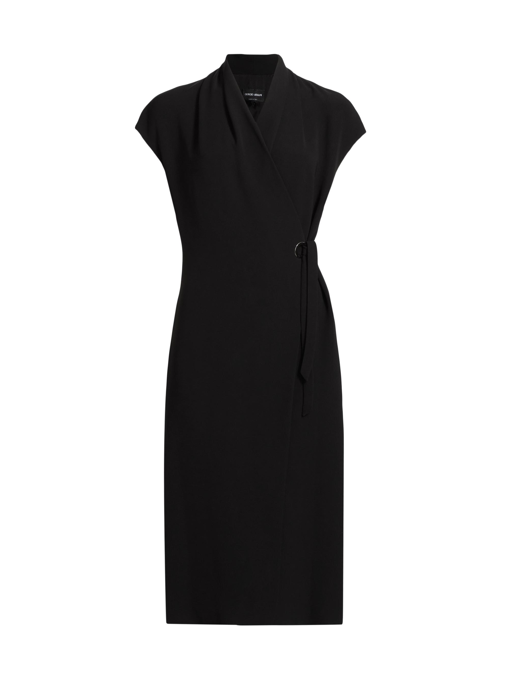 Giorgio Armani Women's Silk Wrap Midi-Dress - Black