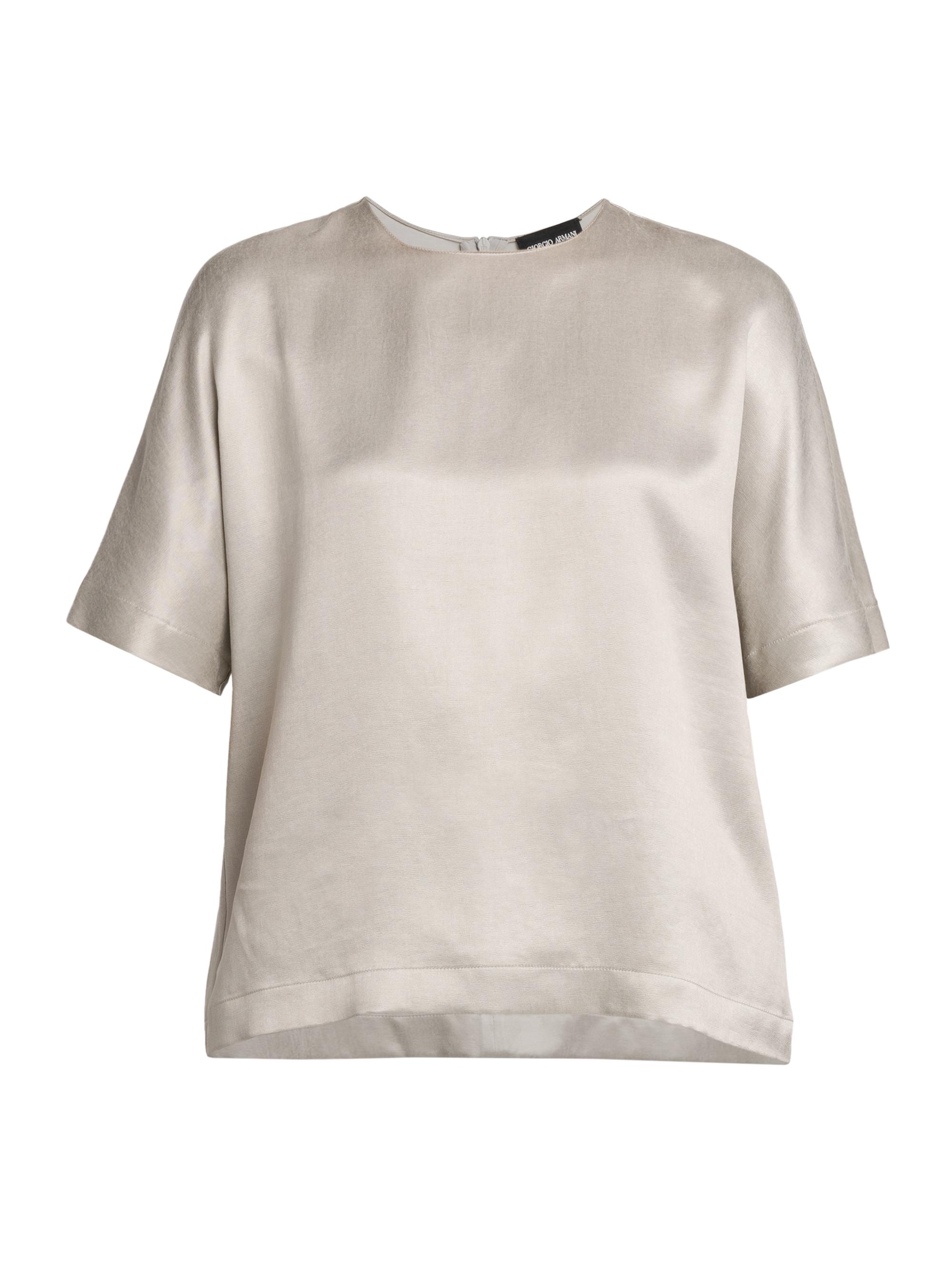 Giorgio Armani Women's Satin Short-Sleeve Blouse - Ash