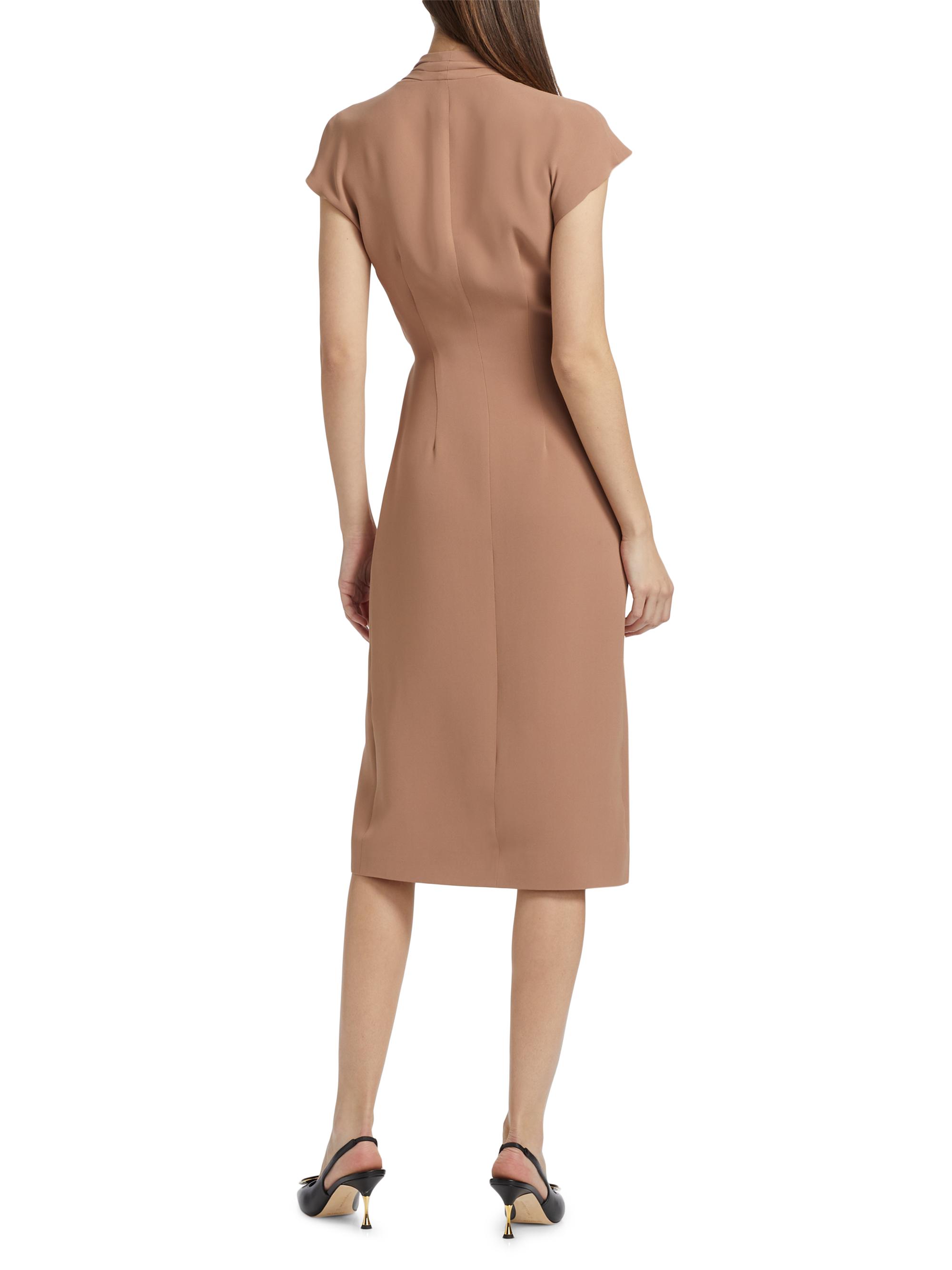 dark brown turtleneck dress Brown Long Sleeve Turtle Neck Knit Midi Dress main image 1