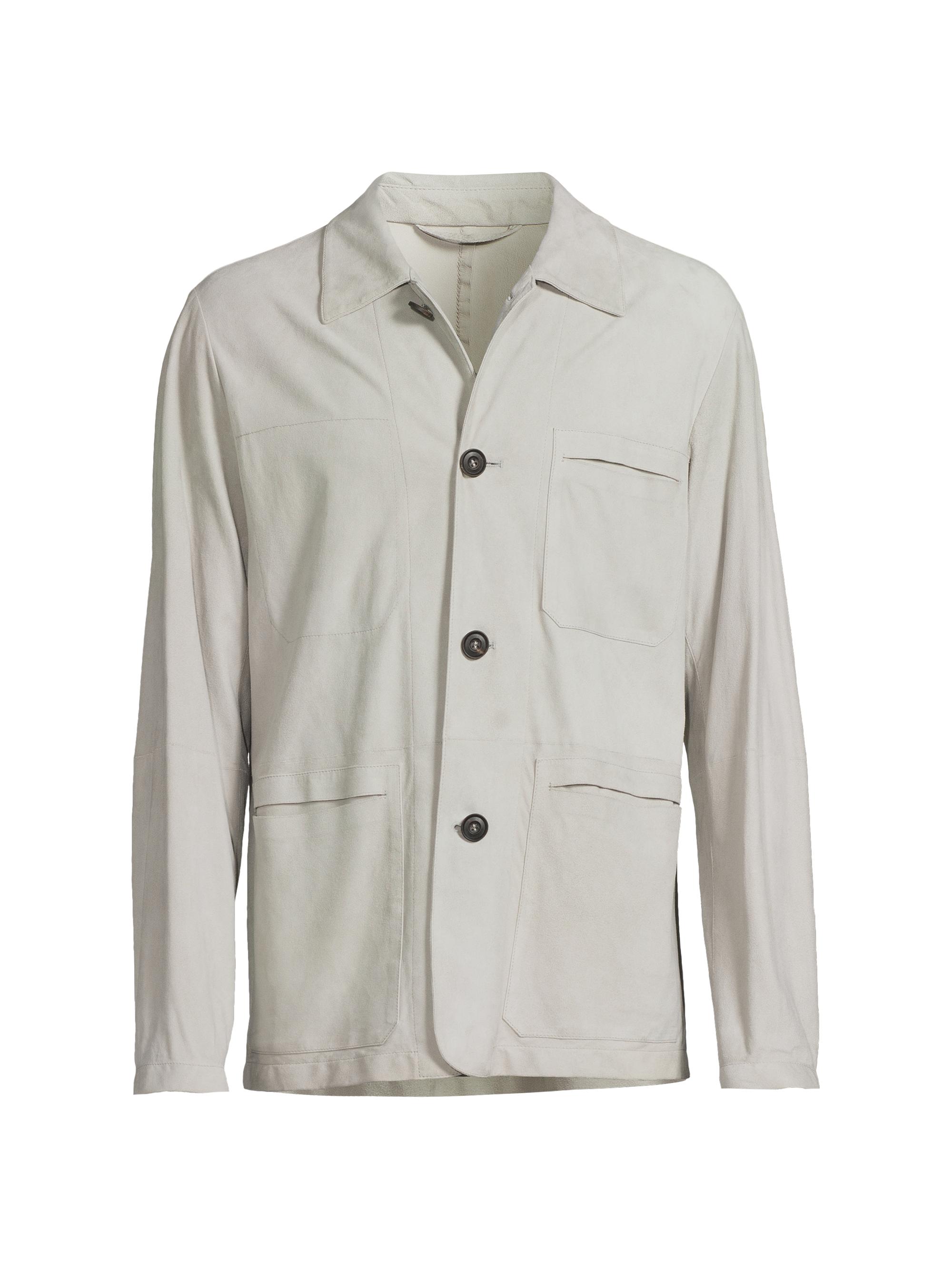 Corneliani Men's Super Light Leather Jacket - Chalk