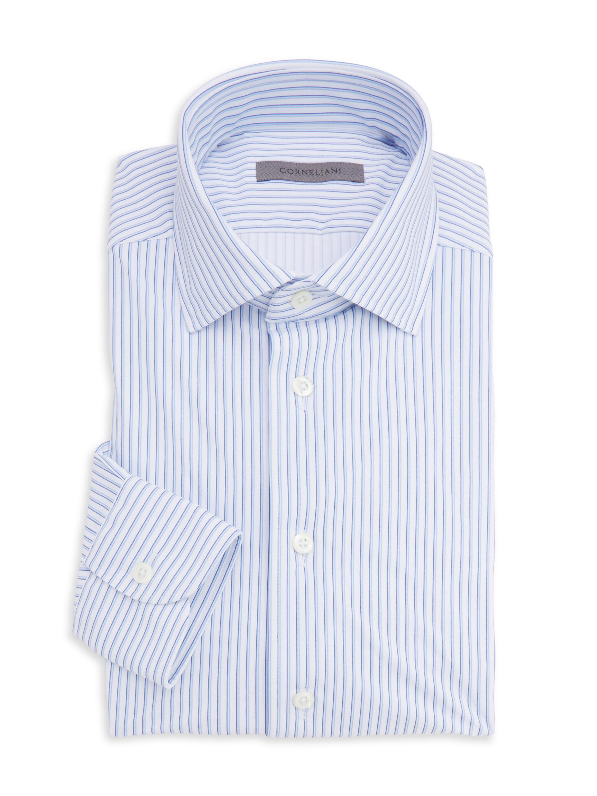 Corneliani Men's Techno Stripe Shirt - Blue