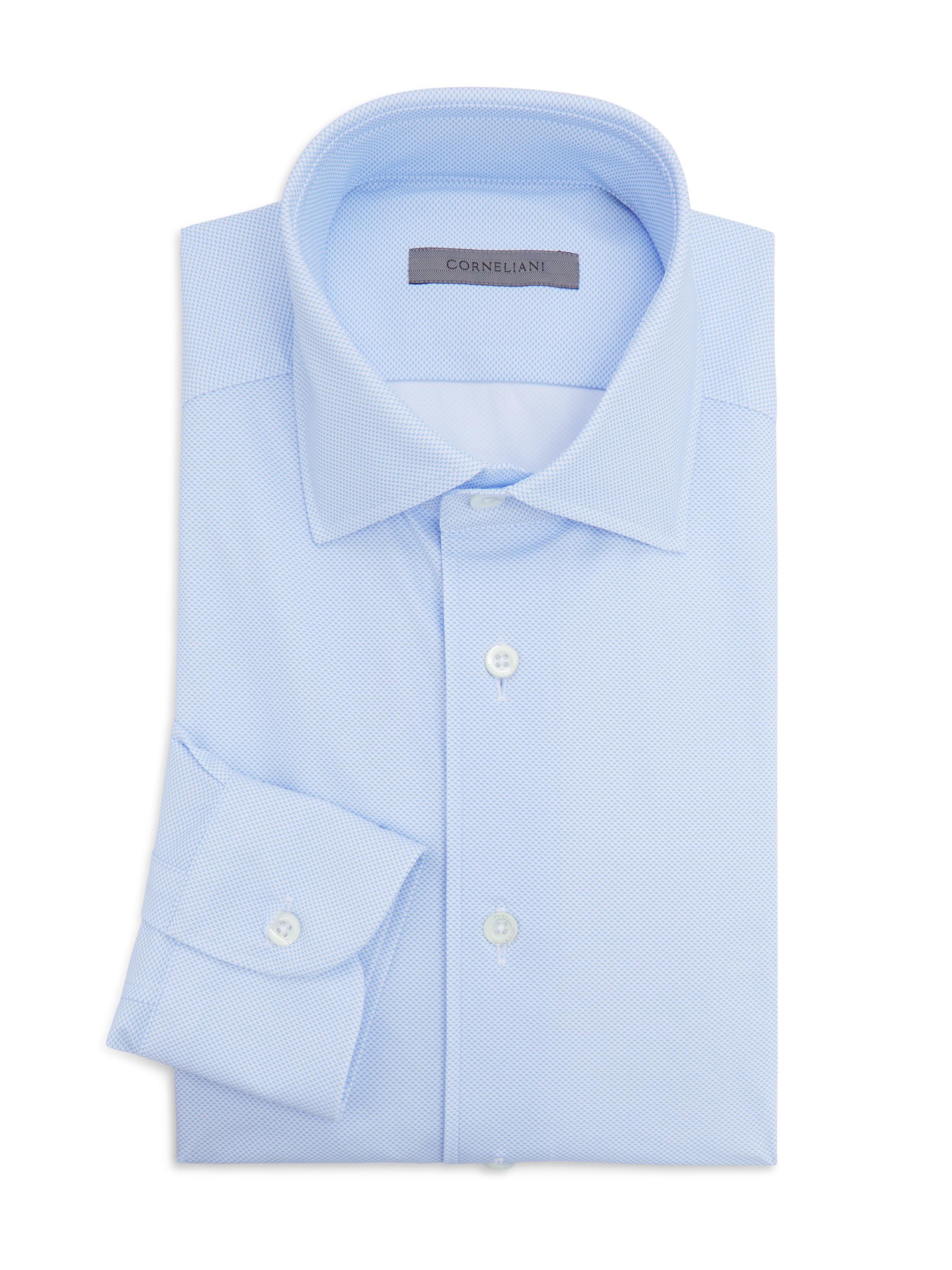 Corneliani Men's Techno Woven Shirt - Light Blue