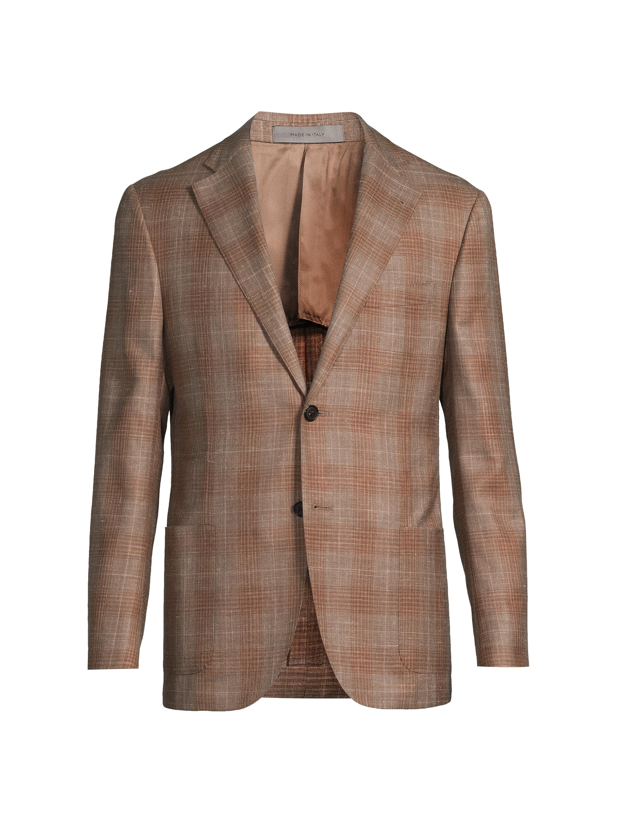 Emporio Armani Textured Plaid Two-Button Wool Blazer | Saks Fifth