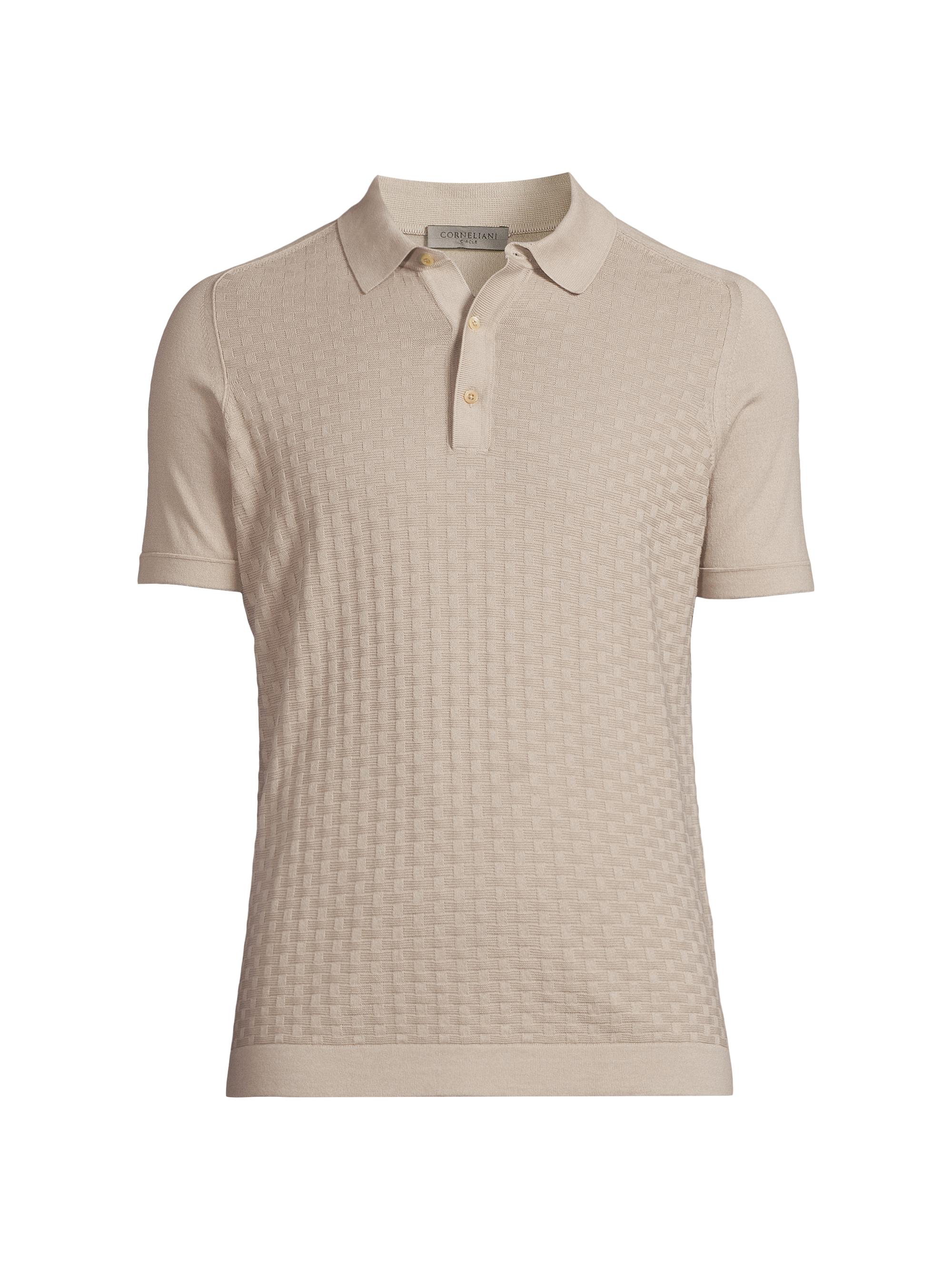Corneliani Men's Jacquard Knit Polo Shirt - Stone