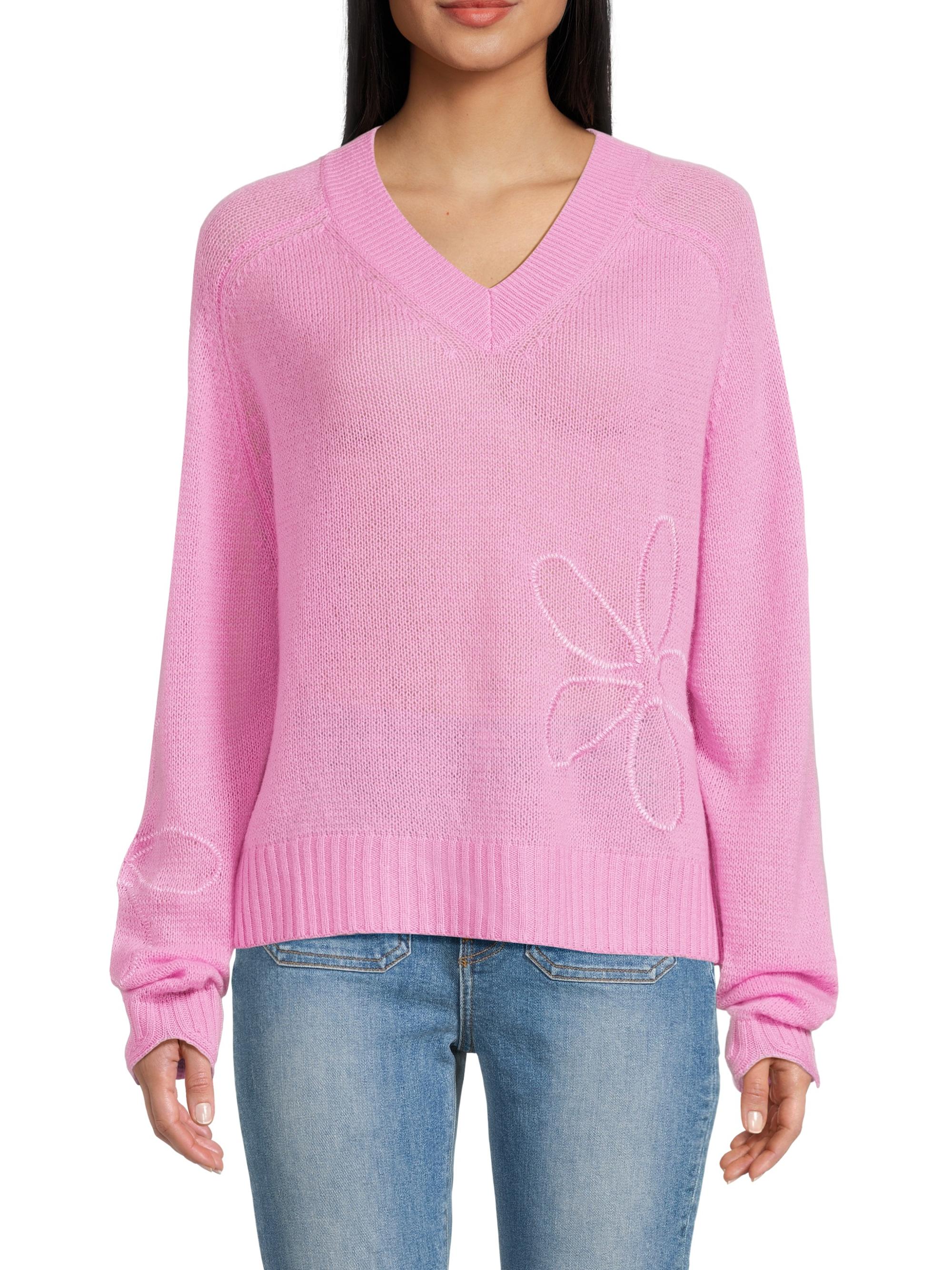 COLORUSH Embroidered Daisy Cashmere Sweater | Saks Fifth Avenue