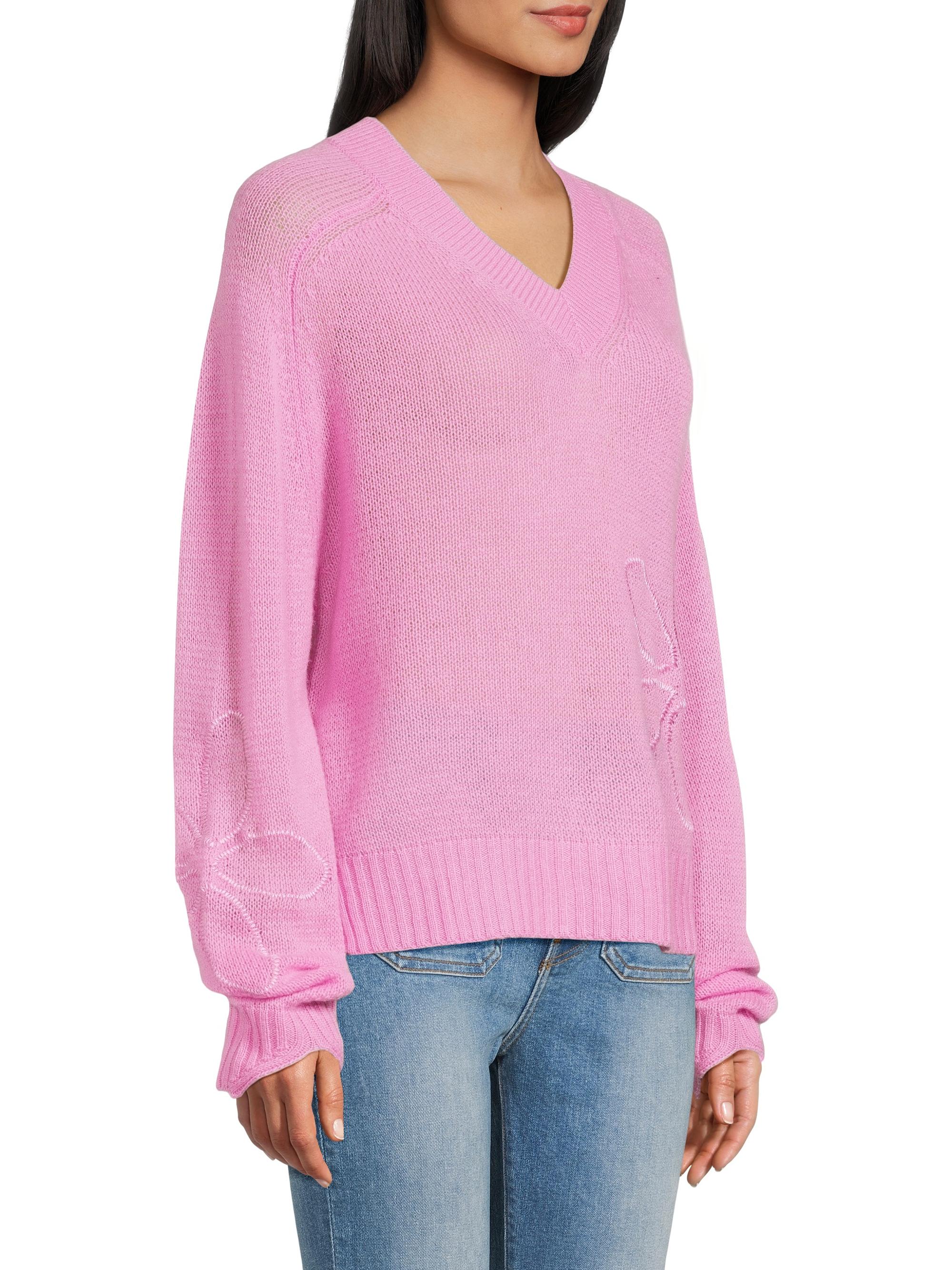 COLORUSH Embroidered Daisy Cashmere Sweater | Saks Fifth Avenue