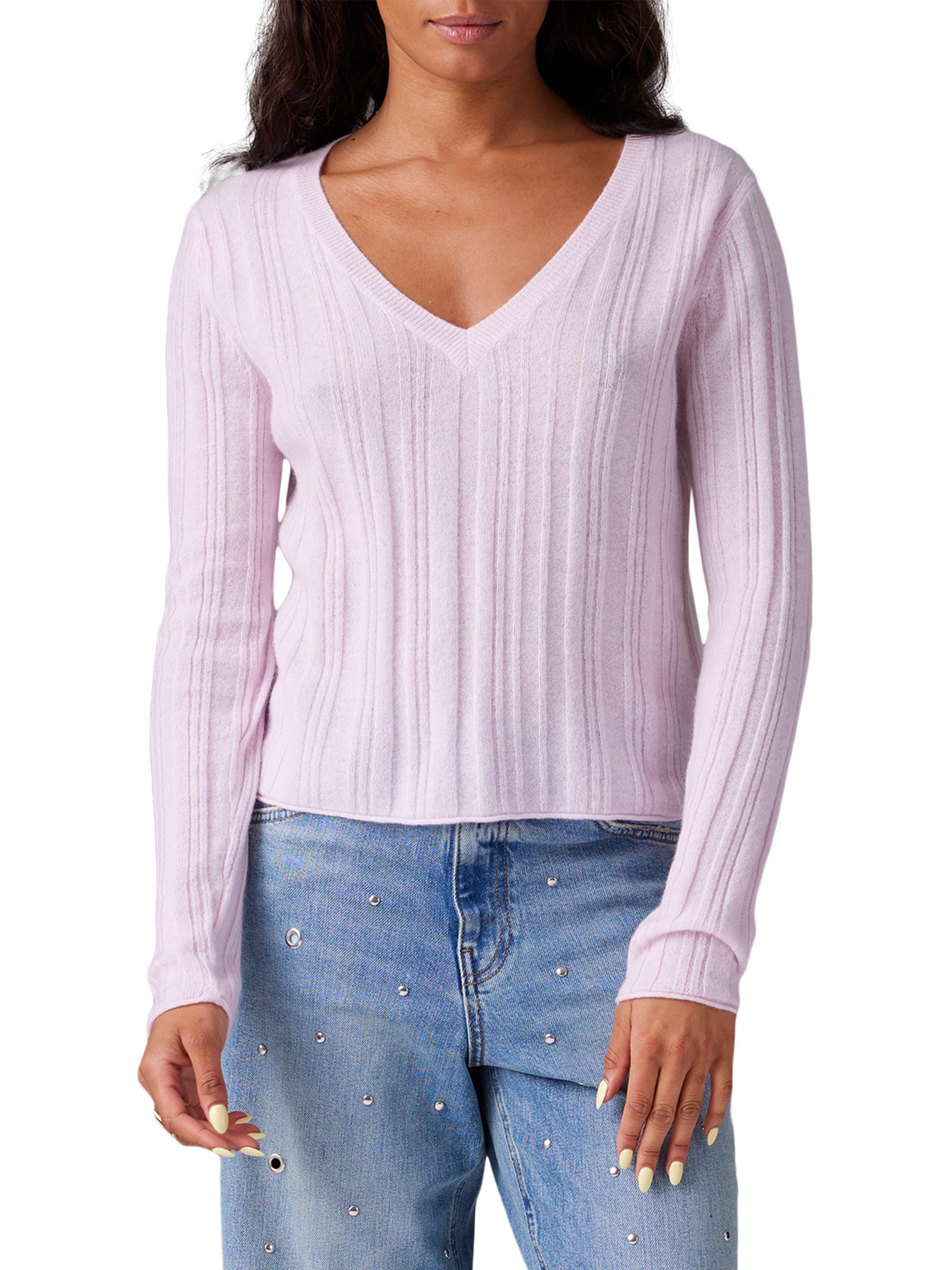 COLORUSH Women's Nadia Rib-Knit V-Neck Sweater - Lychee
