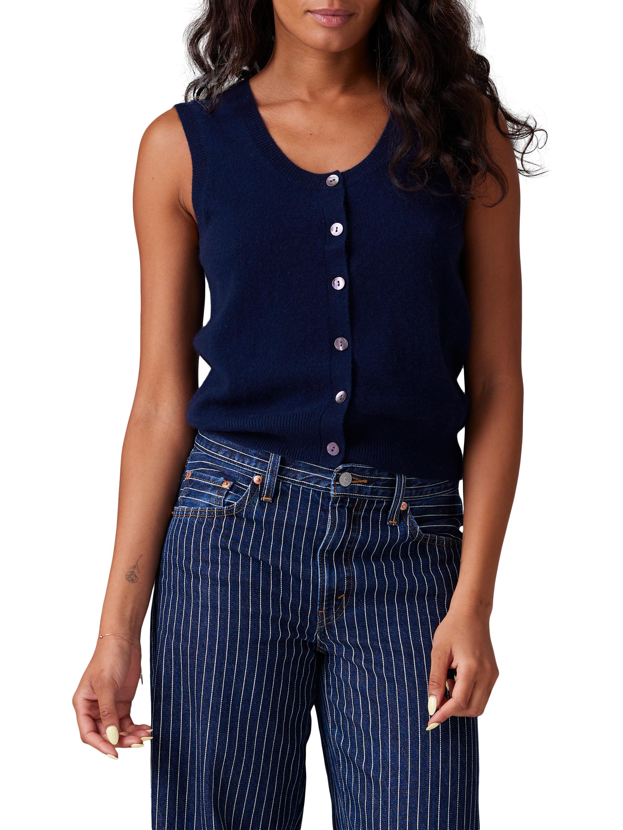 COLORUSH Women's Aly Button Tank - Navy