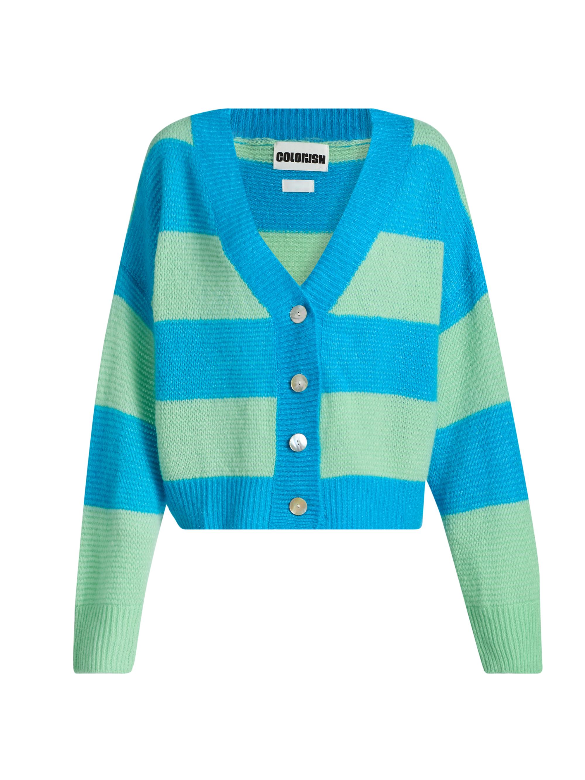COLORUSH Women's Amara Stripe Lolas Cardigan - Pistachio Cream