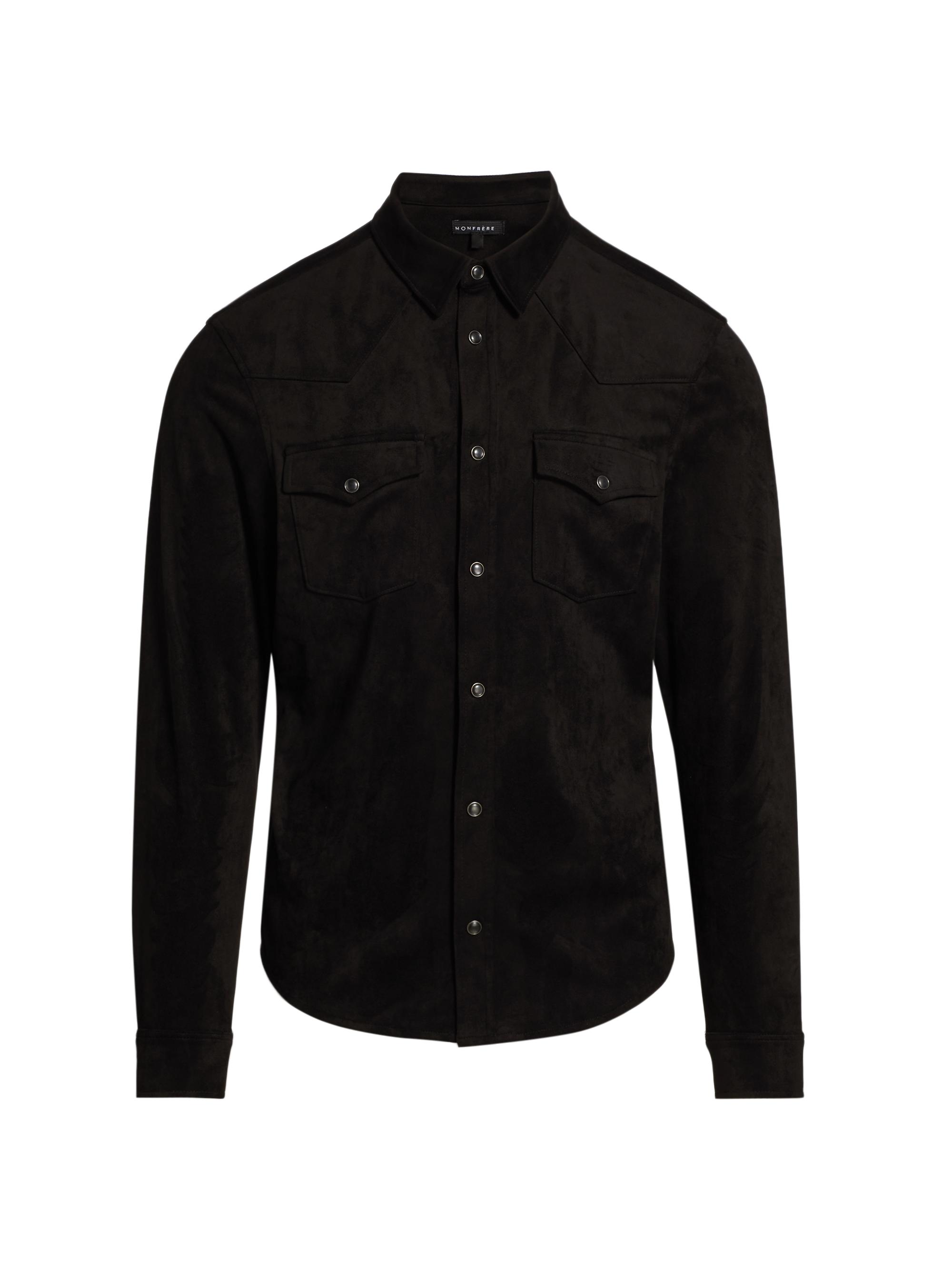 Monfrère Men's Eastwood Faux Suede Shirt - Noir Suede