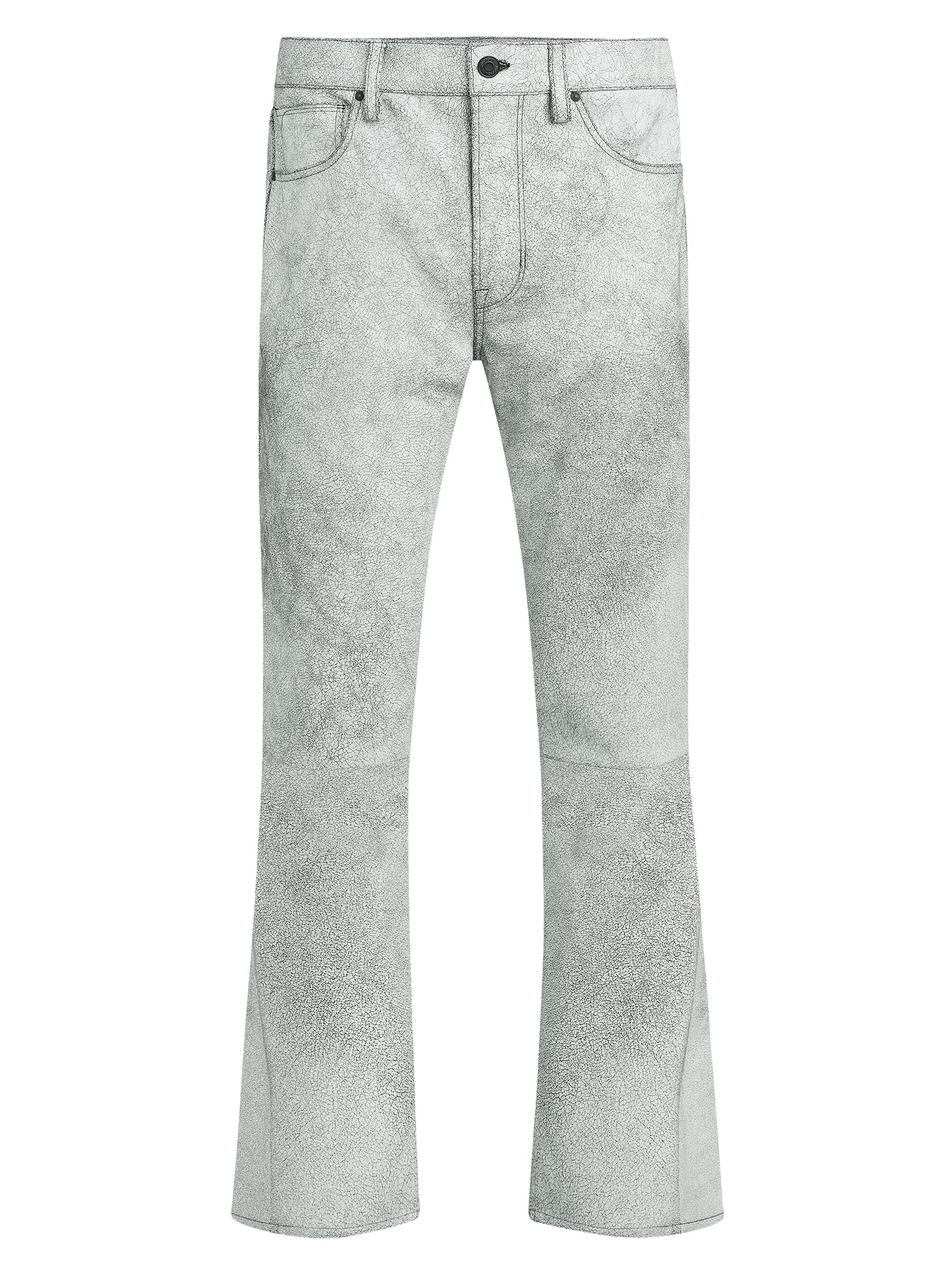Hudson Jeans Men's Walker Cracked Leather Flared Pants - Crackedwhiteleather