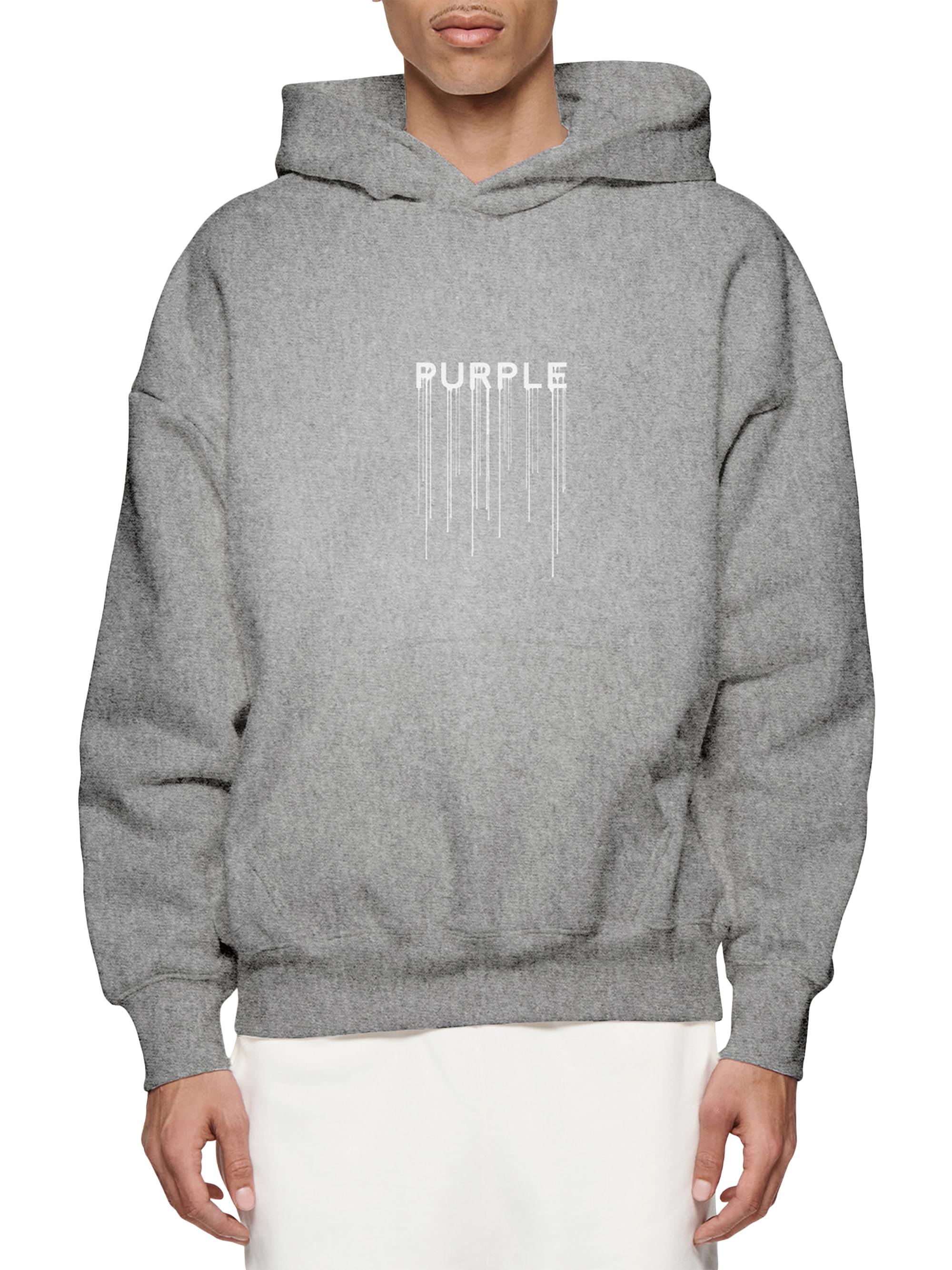 Purple Brand Men's Logo Drip Fleece Hoodie - Grey