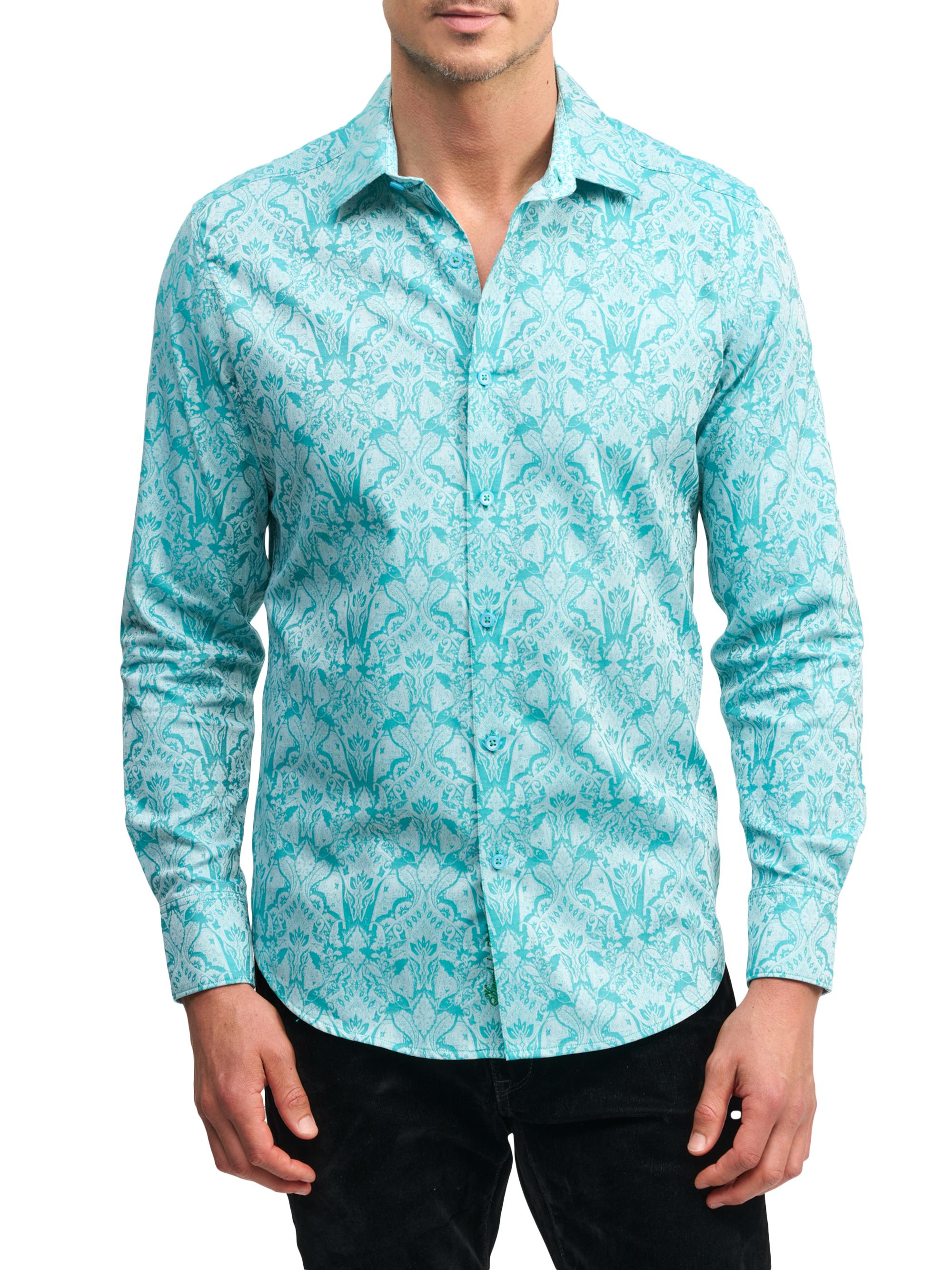 Robert Graham Men's Highland Printed Button-Front Shirt - Turquoise
