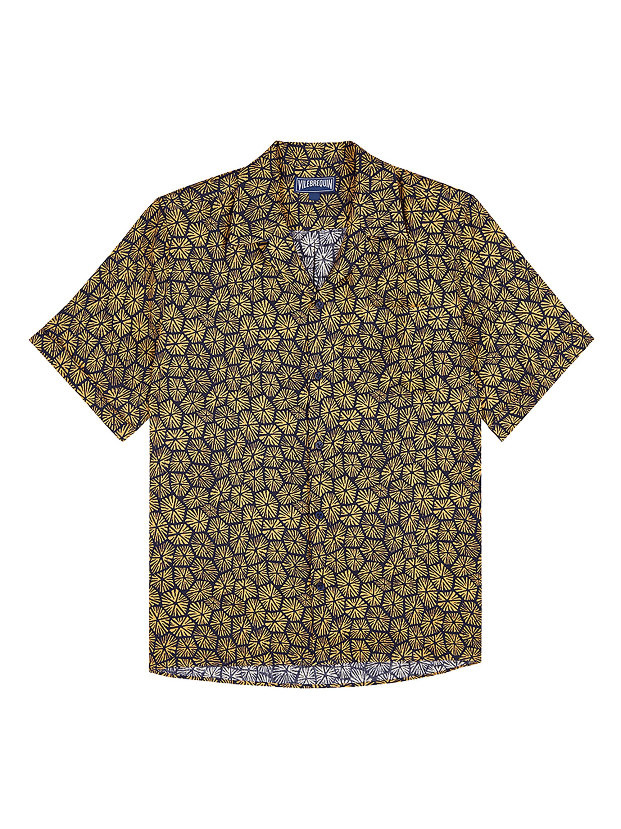 Vilebrequin Men's Geometric Carapaces Linen Camp Shirt - Blue Marine