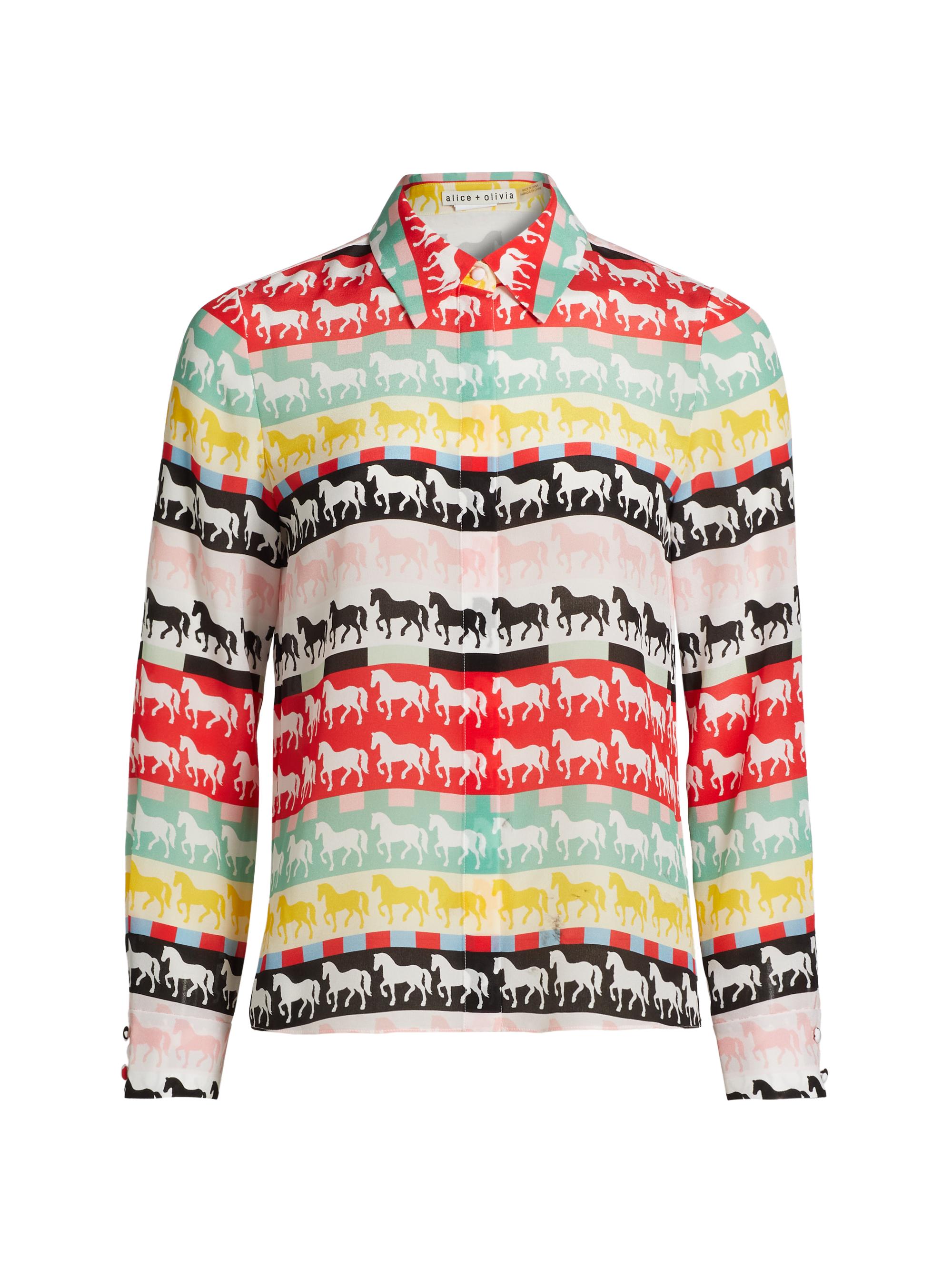 Alice + Olivia Women's Willa Silk Butterfly Shirt - Stallion