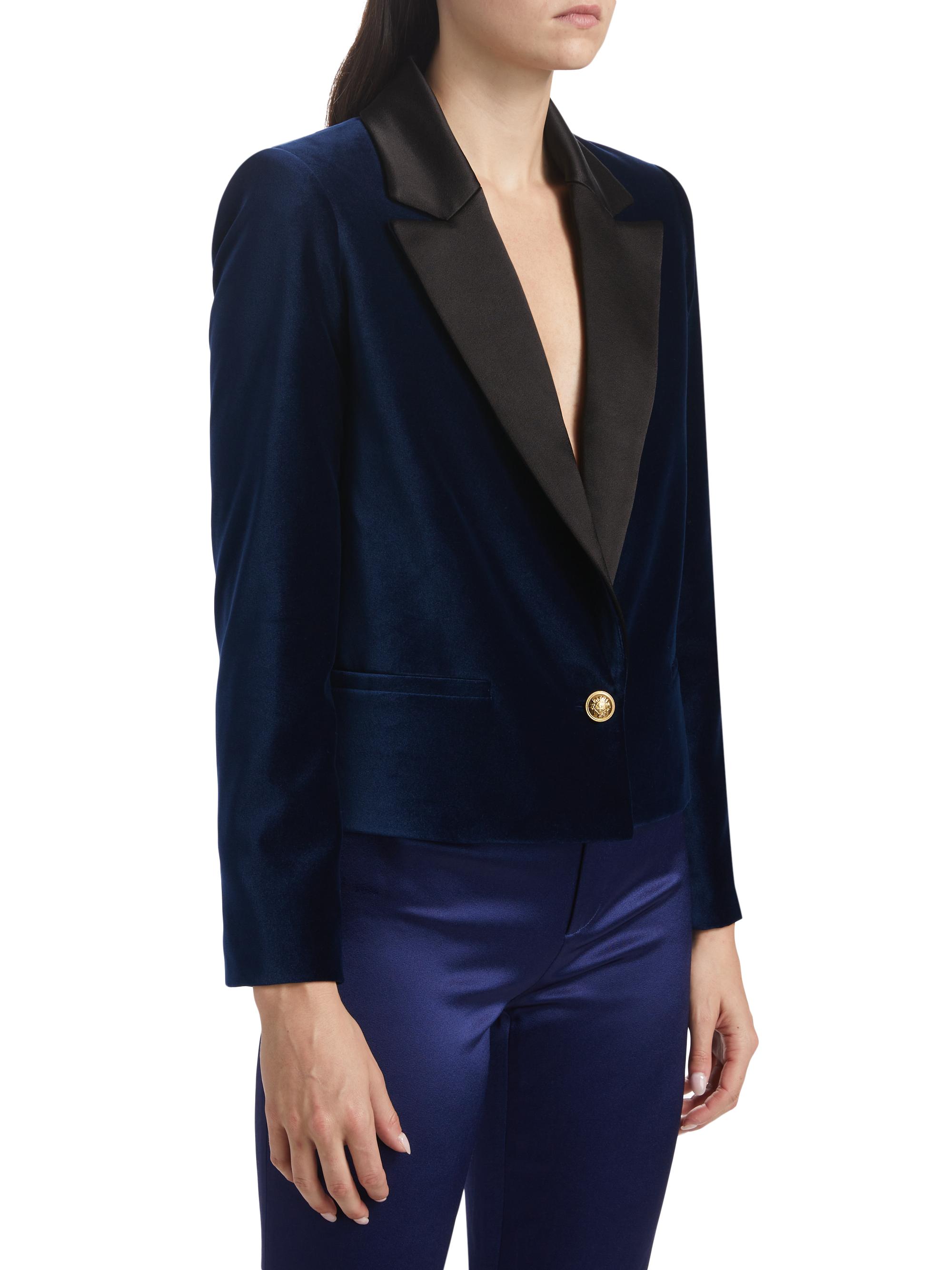 Alice + Olivia Devyn Velvet Short Blazer | Saks Fifth Avenue