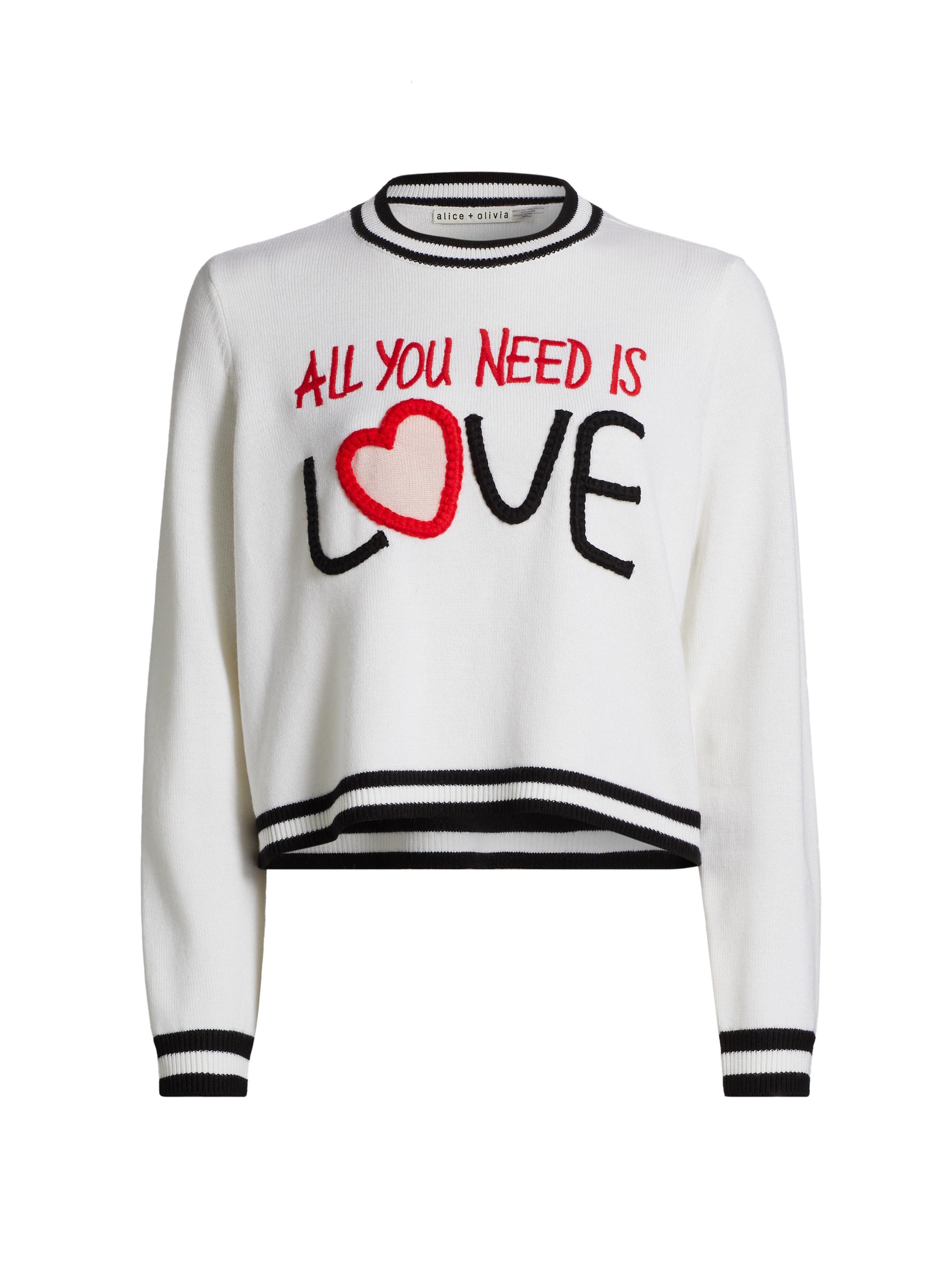 Alice + Olivia Women's Rorie All You Need Is Love Sweater - Soft White Multi