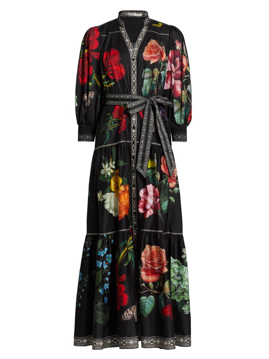 Alice + Olivia Cora Voluminous Tiered Maxi Shirtdress | Saks
