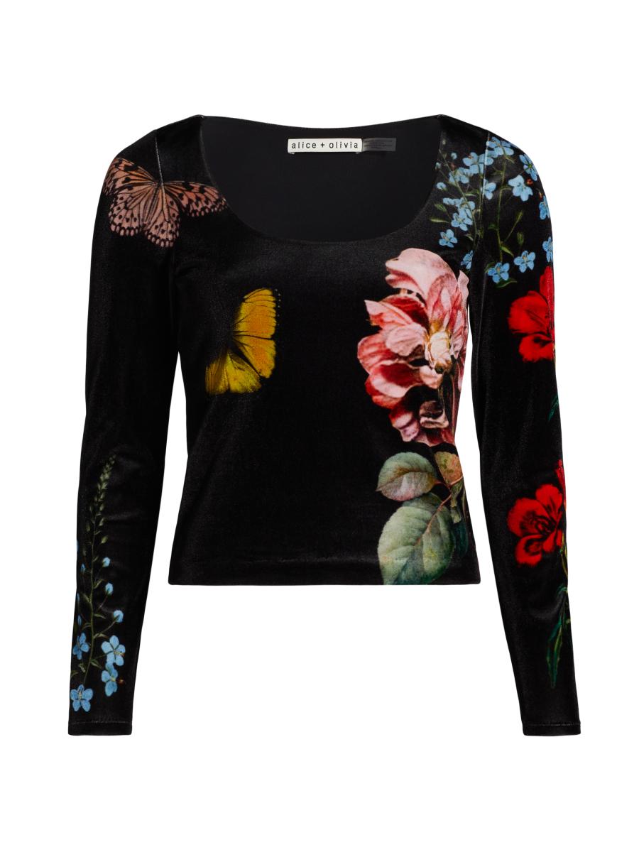 Cece Embellished Top In Off White Multi | Alice + Olivia