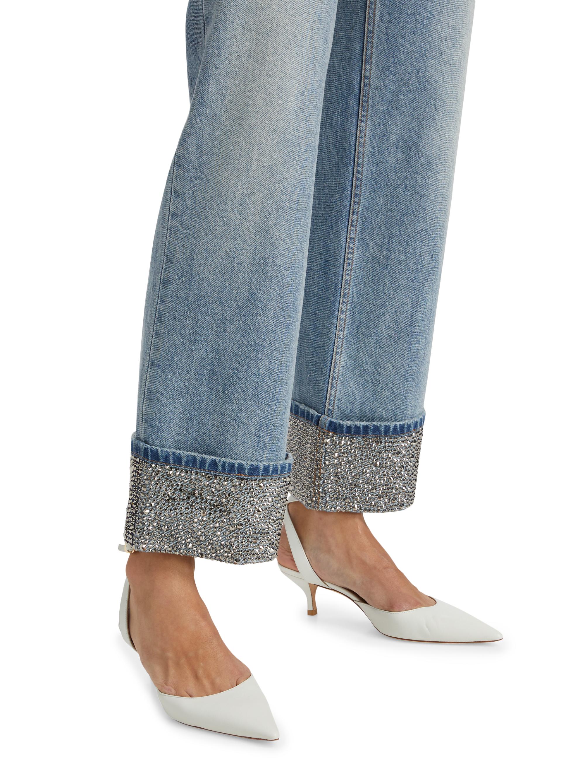 Alice + Olivia Weezy High-Rise Straight-Leg Embellished