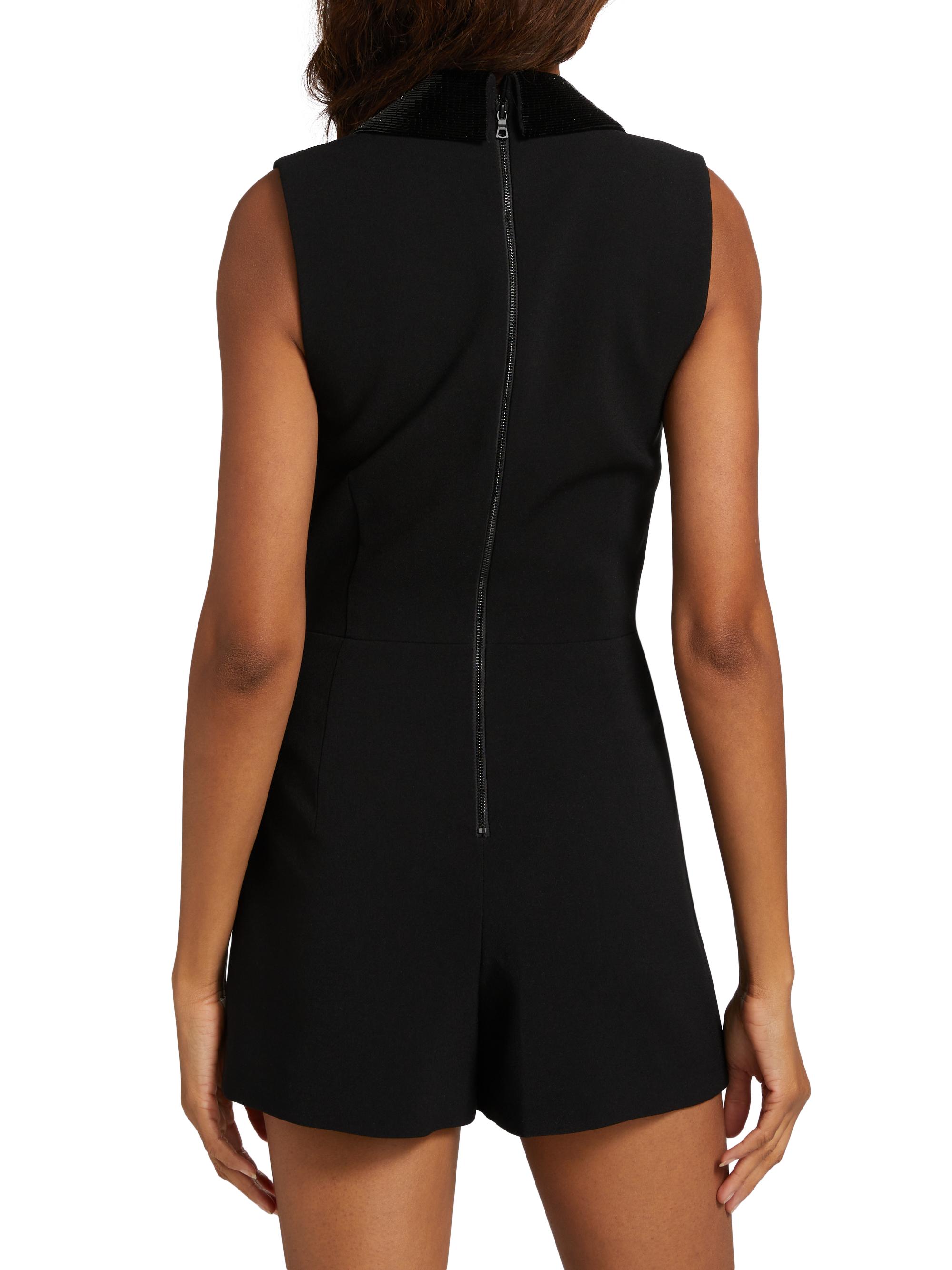 Alice + Olivia Carlena Tuxedo Romper - Black