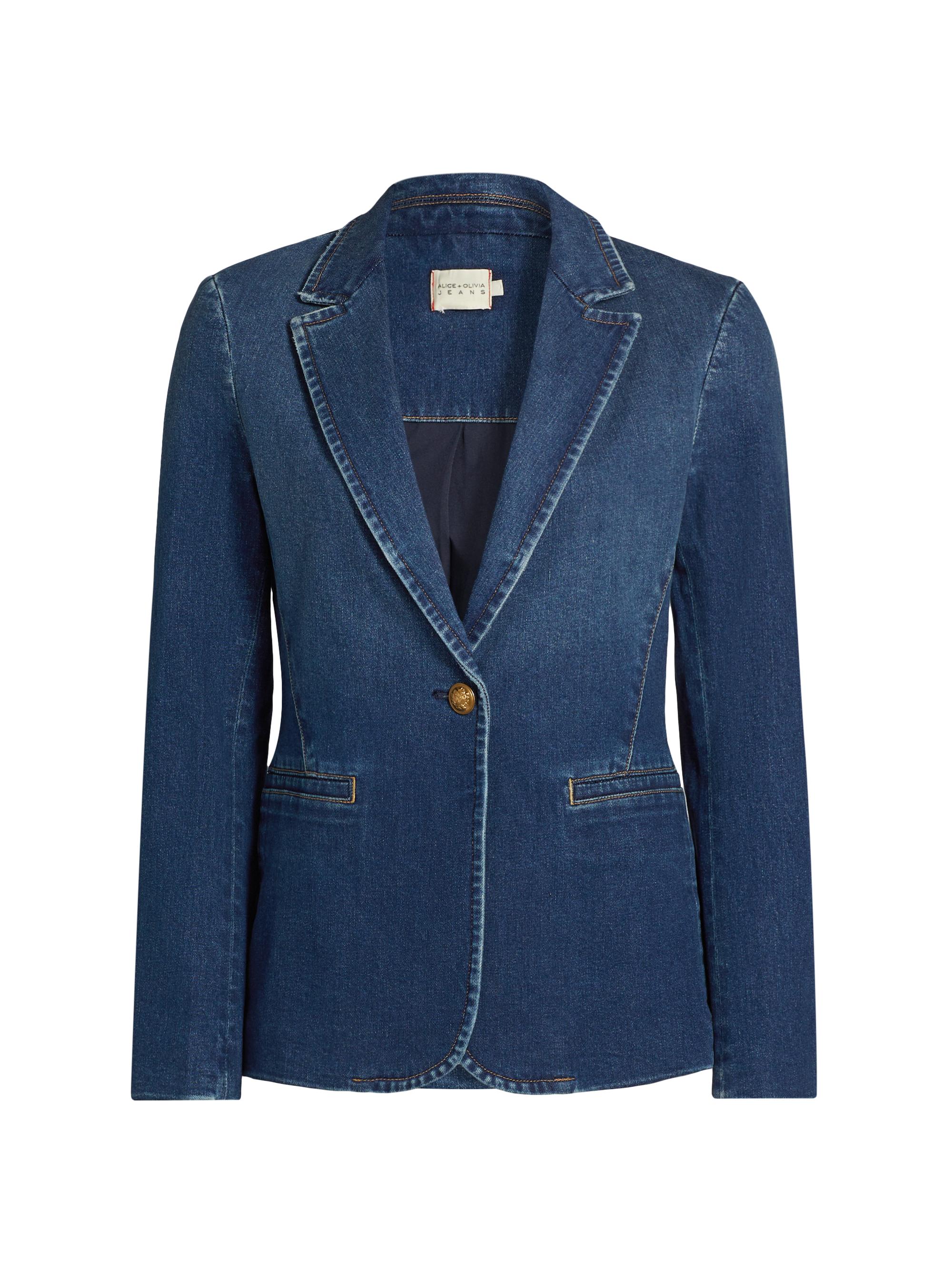 If Only Studio Stretch-Denim Single-Breasted Blazer | Saks Fifth
