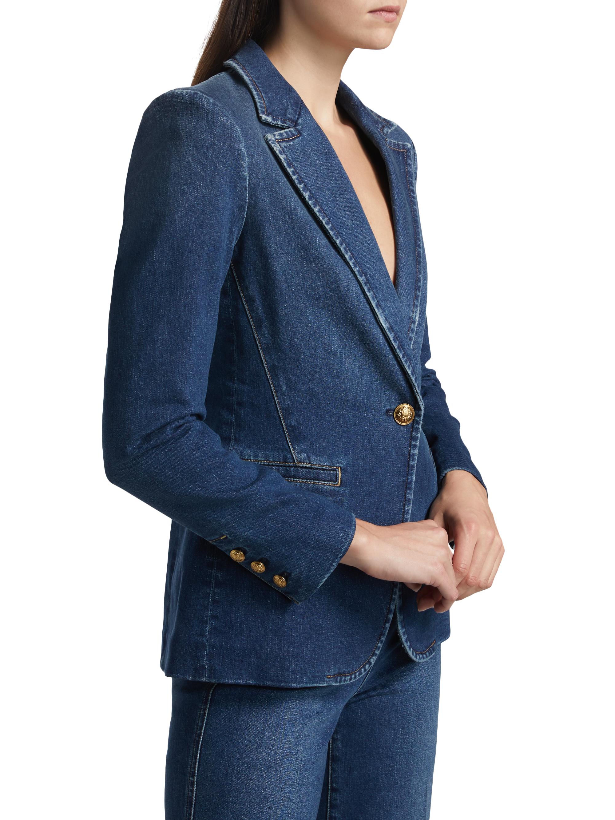 Alice Olivia Macey Fitted Denim Blazer Saks Fifth Avenue