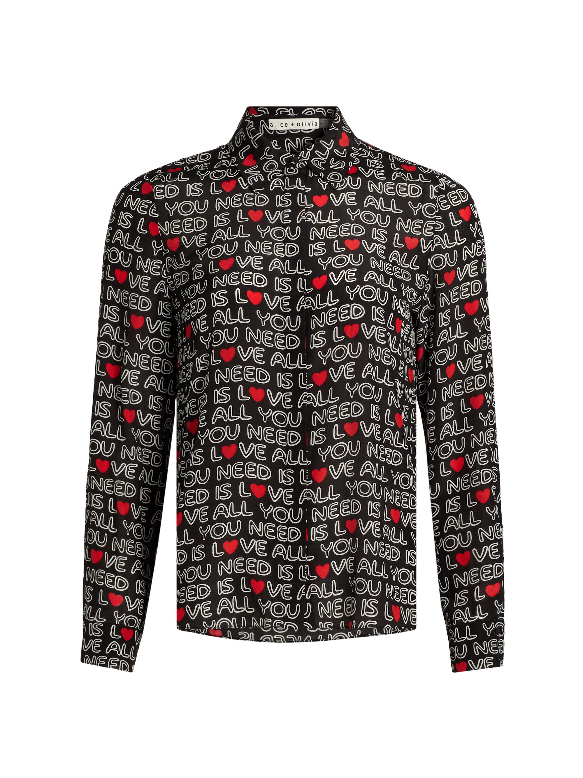 Alice + Olivia Women's A + O x The Beatles Willa Placket Shirt - All You Need Is Love