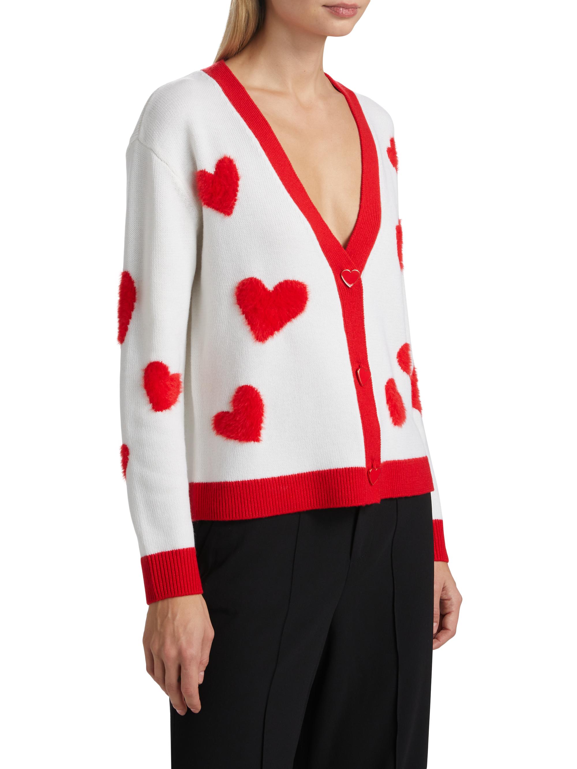 Alice + Olivia Bradley Heart Embroidered Cardigan | Saks Fifth Avenue