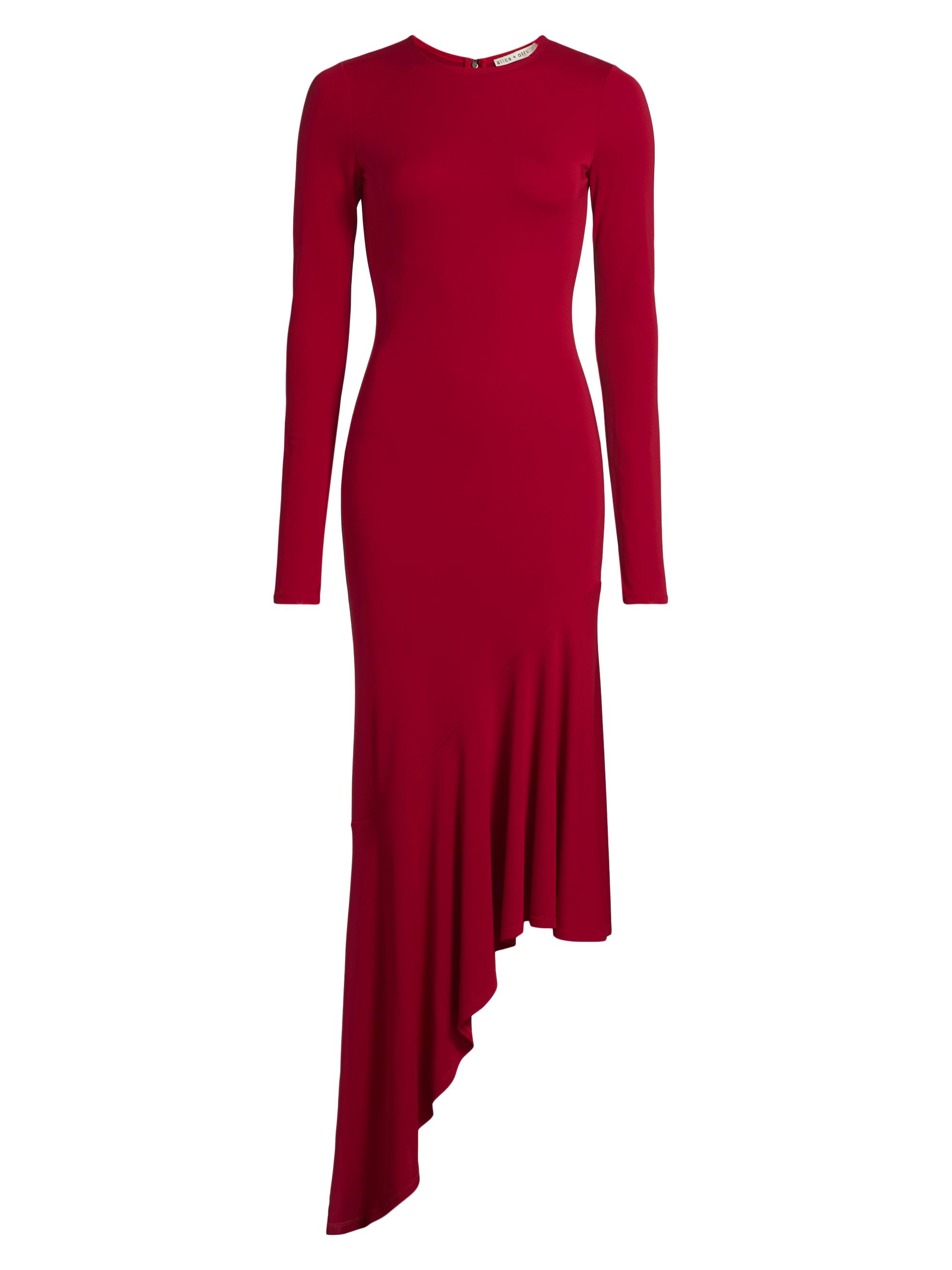 Alice + Olivia Elia Asymmetric Fitted Midi-Dress | Saks Fifth Avenue