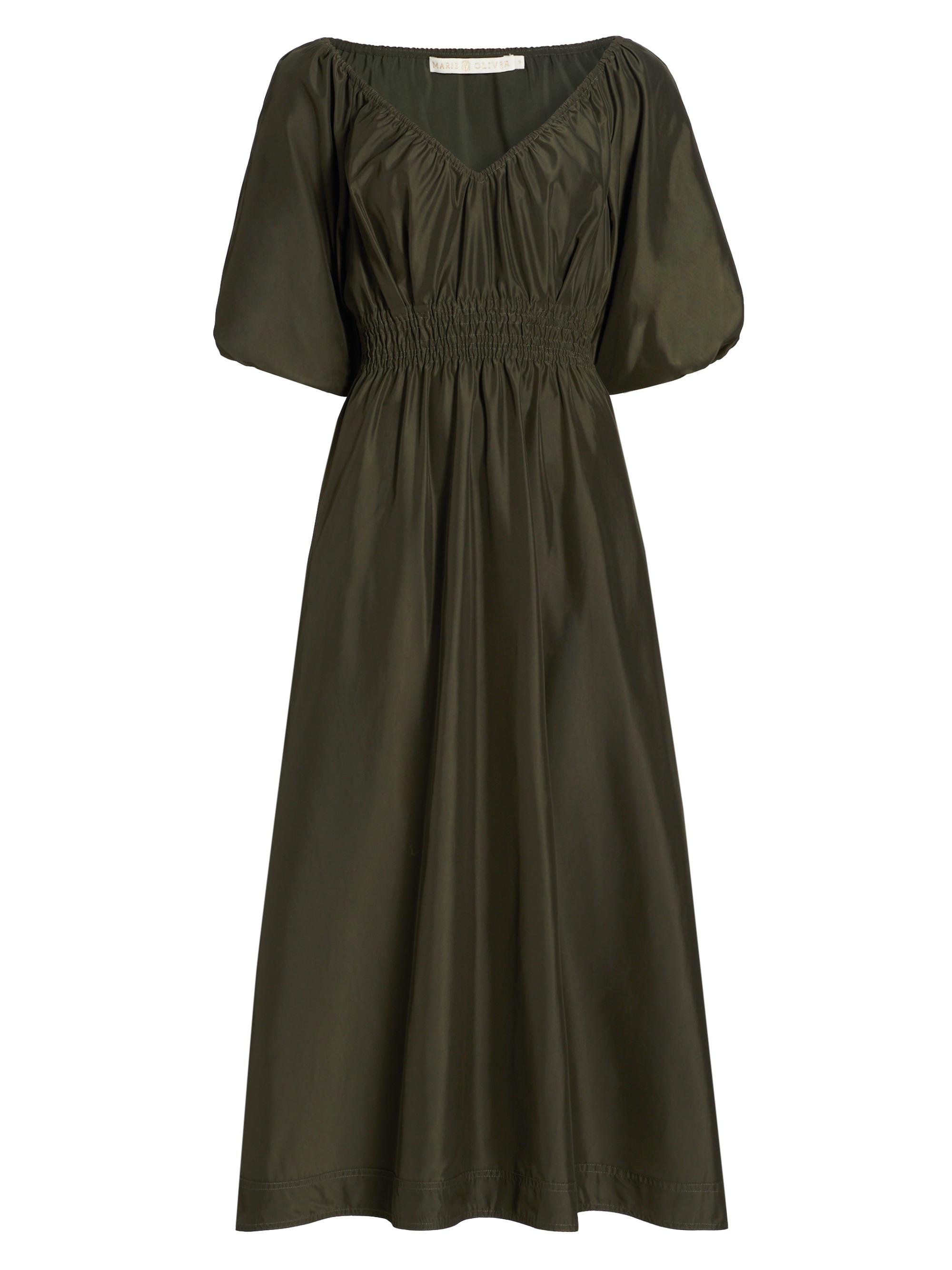 Marie Oliver Women's Ava Smocked Taffeta Midi-Dress - Rosin
