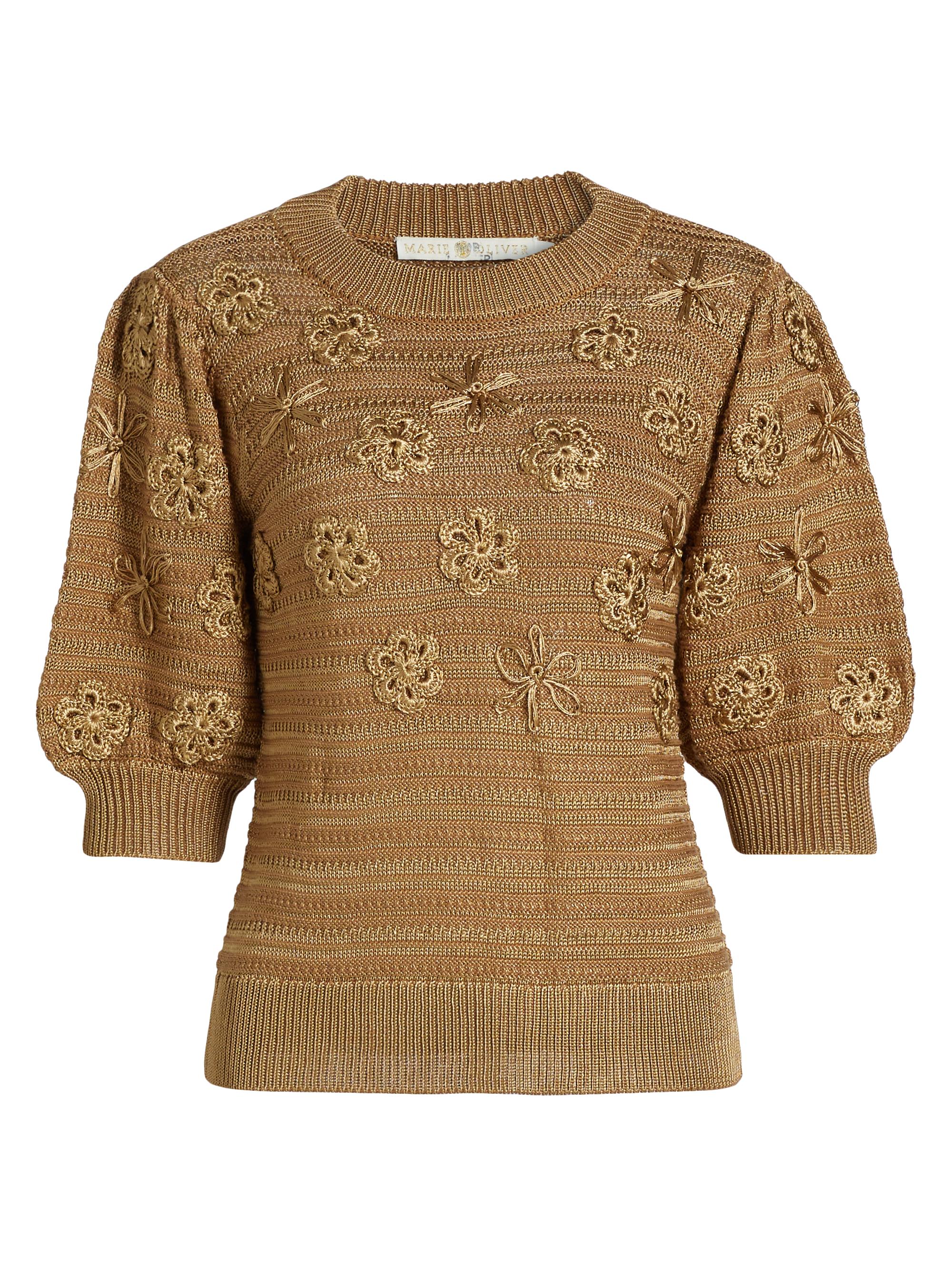 Marie Oliver Women's Ellison Floral Embroidered Knit Sweater - Luster