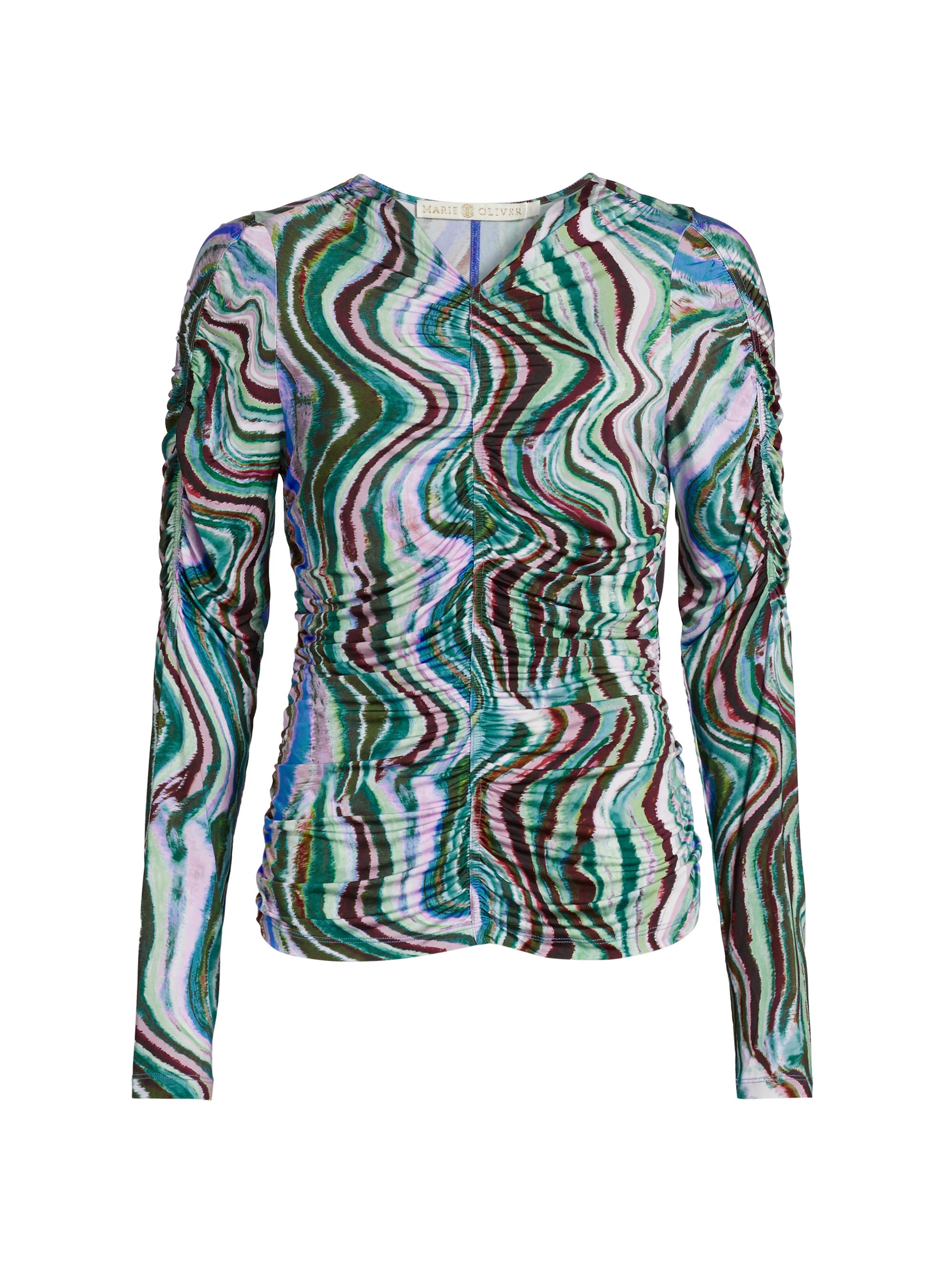 Marie Oliver Women's Brodie Abstract Ruched Jersey Top - Agate Stone