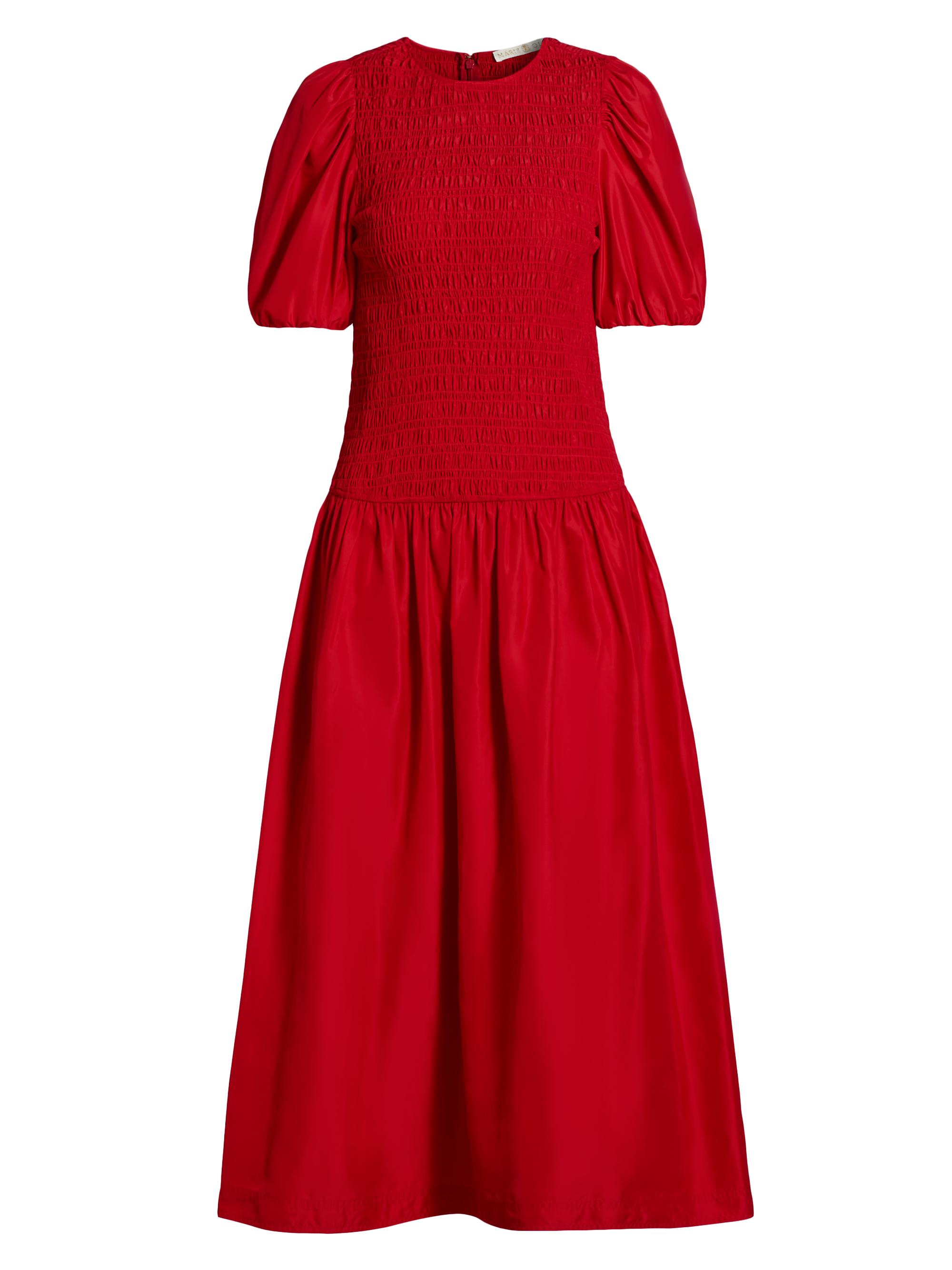 Marie Oliver Women's Marca Smocked Taffeta Midi-Dress - Lipstick