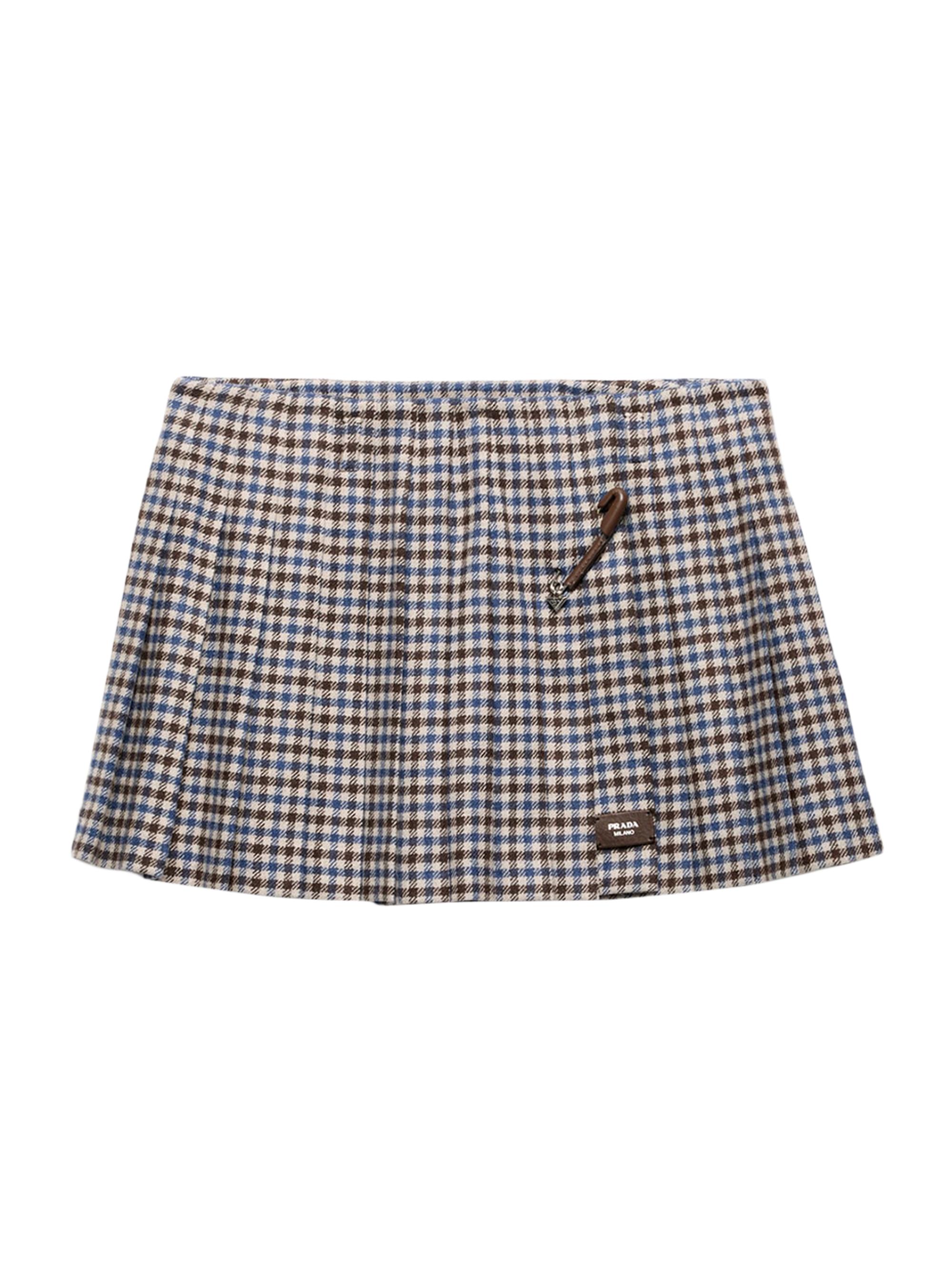 Prada Women's Checked Wool Mini Skirt - Brown