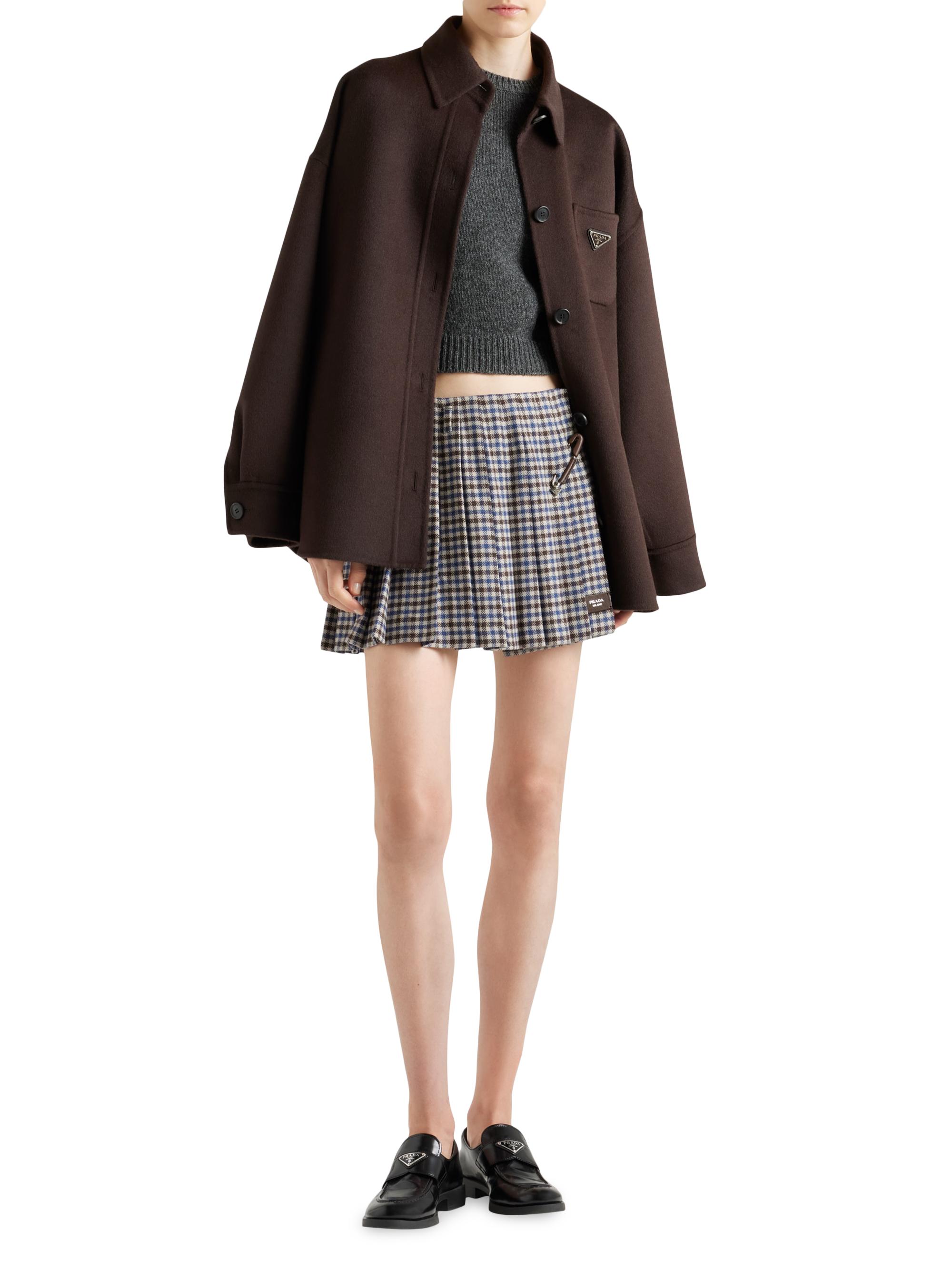 Prada Checked Wool Mini Skirt | Saks Fifth Avenue