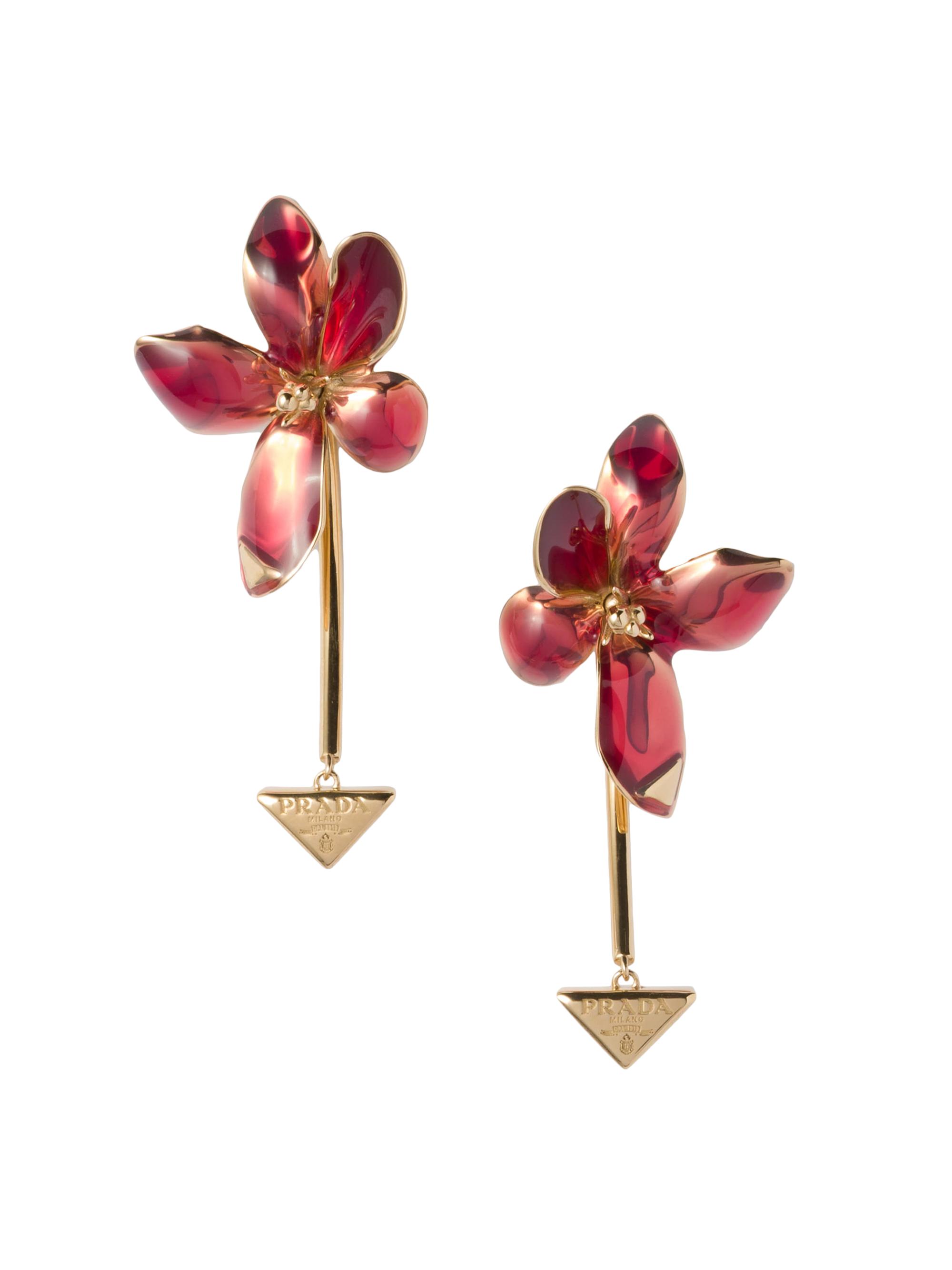 Prada Women's Enameled Metal Earrings - Pink