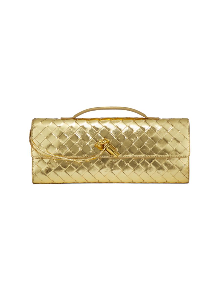 ハンドバッグ BV504 ANDIAMO Bottega Veneta Andiamo Metallic Woven Leather Pouch | Saks
