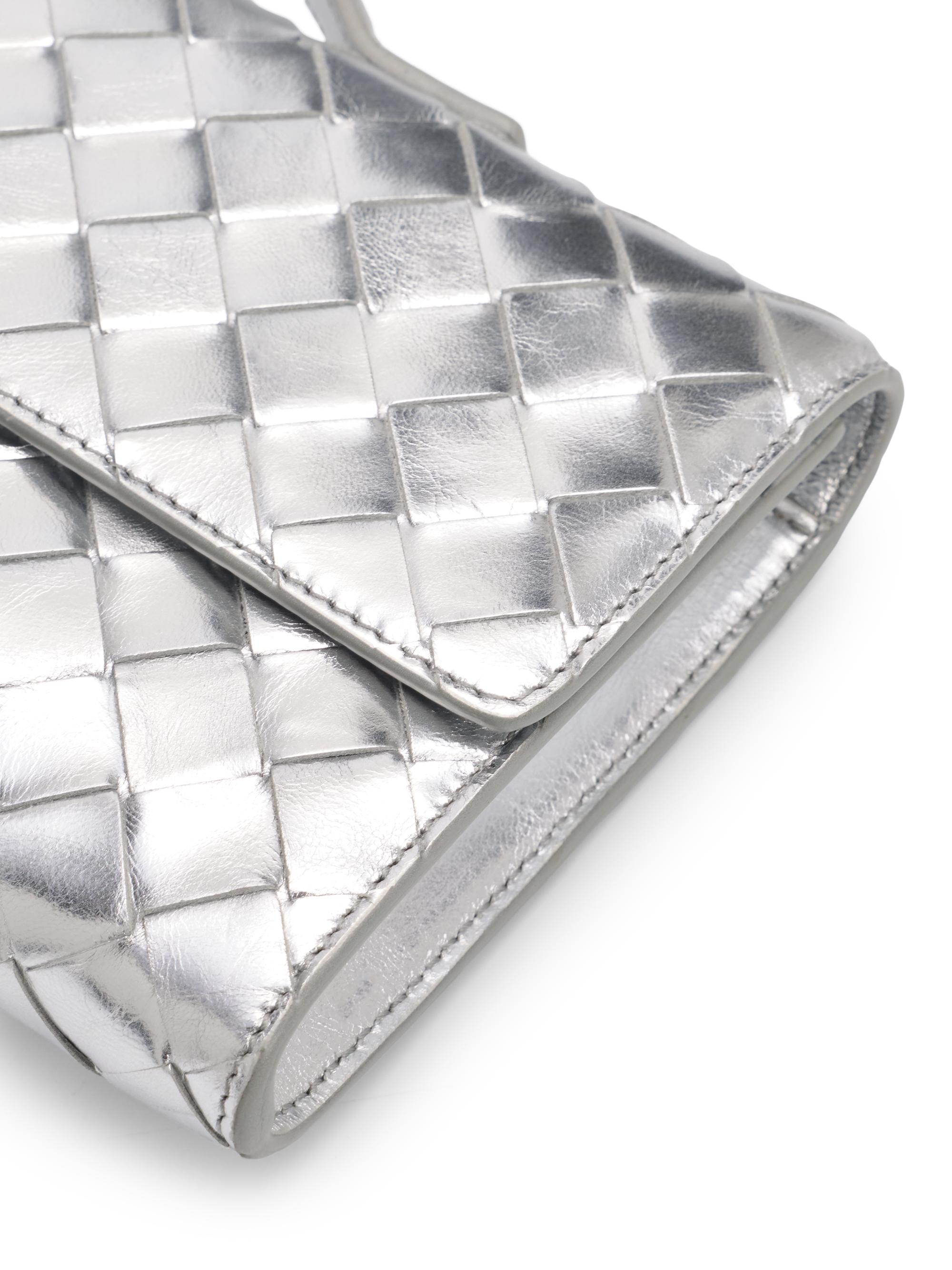 Bottega Veneta Andiamo Metallic Woven Leather Pouch | Saks Fifth