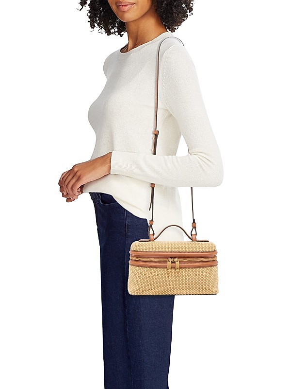 Shop Bottega Veneta Bang Bang Jute & Leather Vanity Bag Shop Bottega Veneta Bang Bang Jute & Leather Vanity Bag