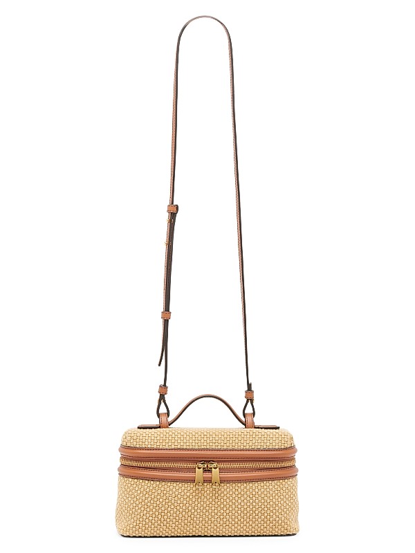 Shop Bottega Veneta Bang Bang Jute & Leather Vanity Bag Shop Bottega Veneta Bang Bang Jute & Leather Vanity Bag