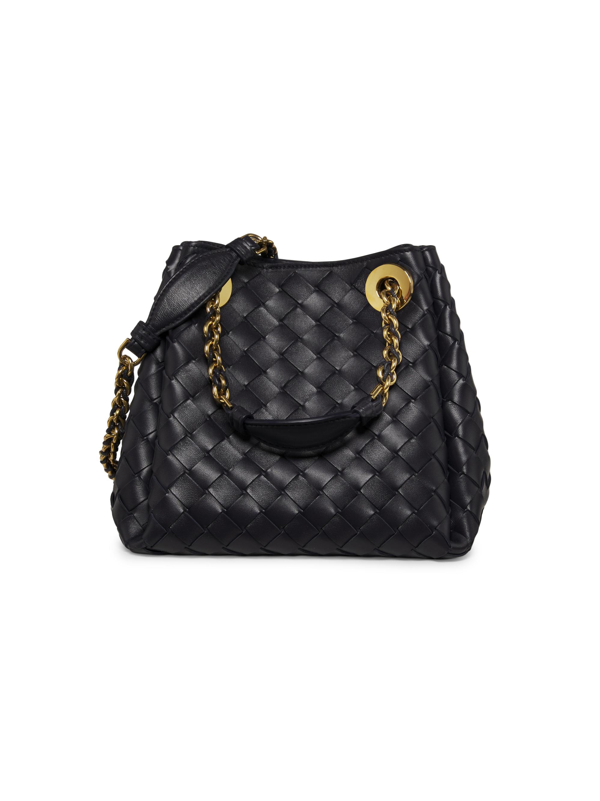 Bottega Veneta Women's  Parachute Intrecciato Leather Shoulder Bag - Nocturnal Muse Brass