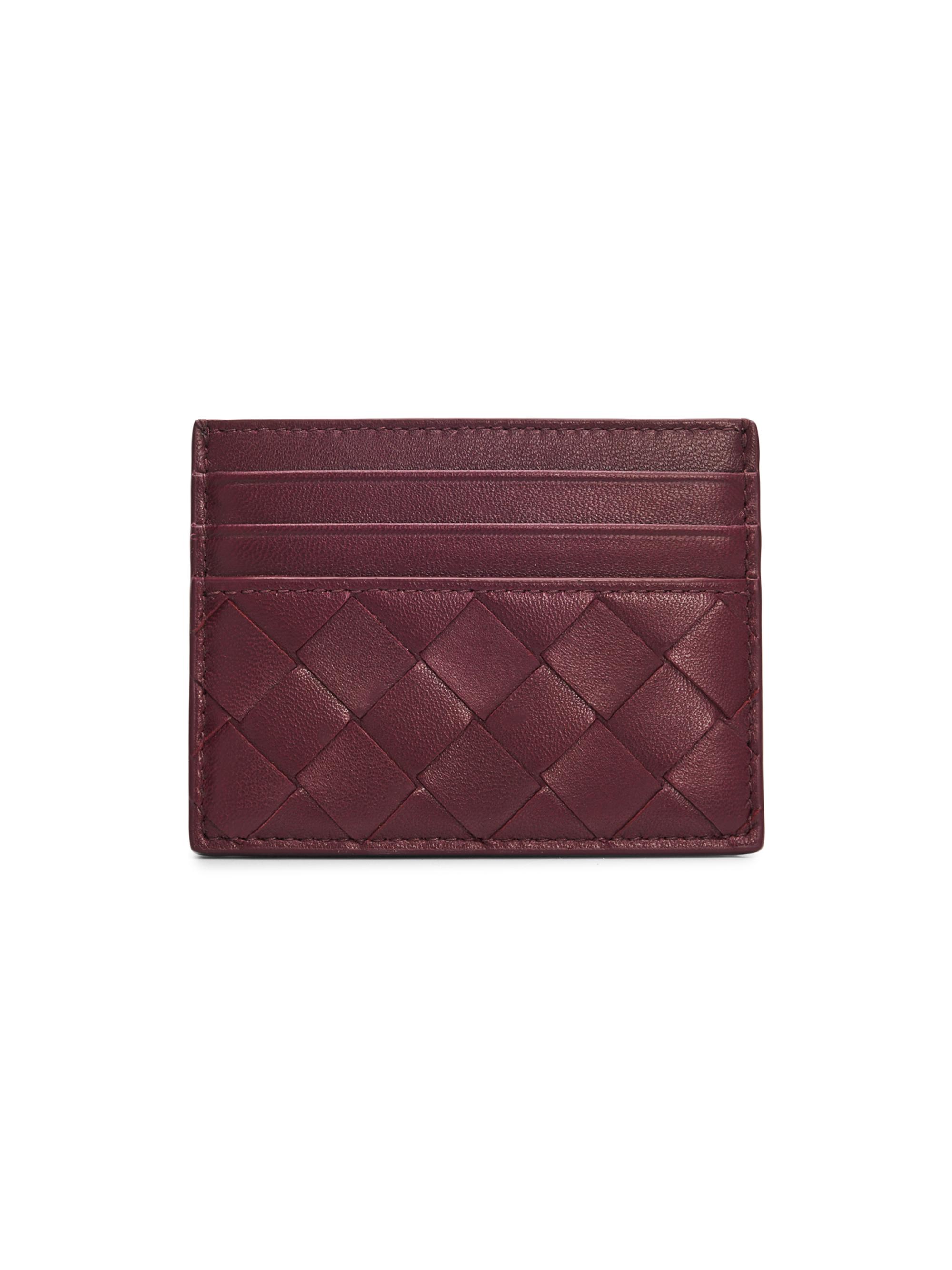 Bottega Veneta Women's Intrecciato Leather Card Case - Barolo - Women's Clothing