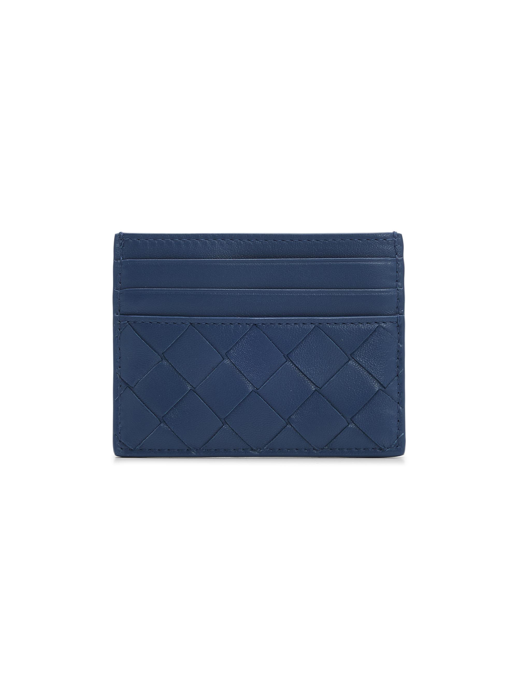 Bottega Veneta Women's Intrecciato Leather Card Case - Blue Venezia Gold