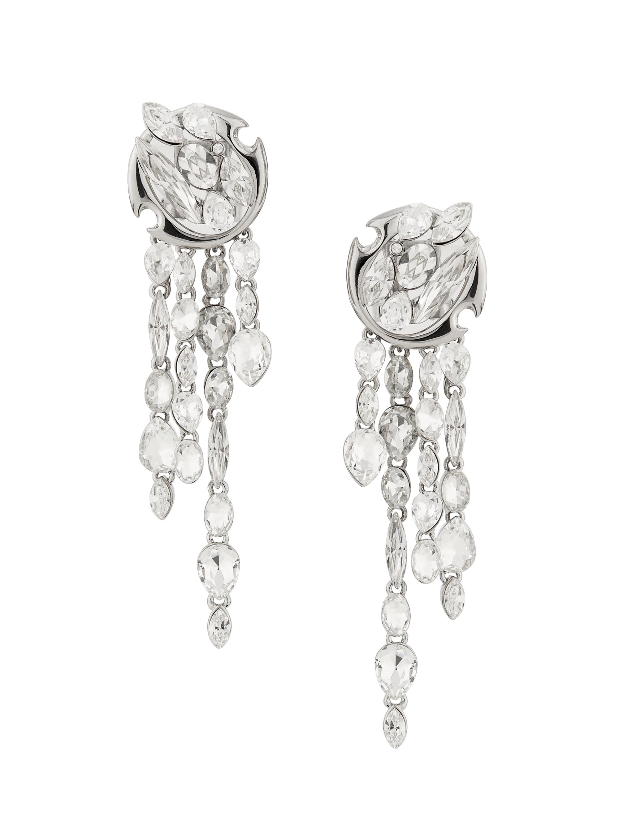 McQueen Women's Silvertone & Glass Crystal Drop Earrings - Silver